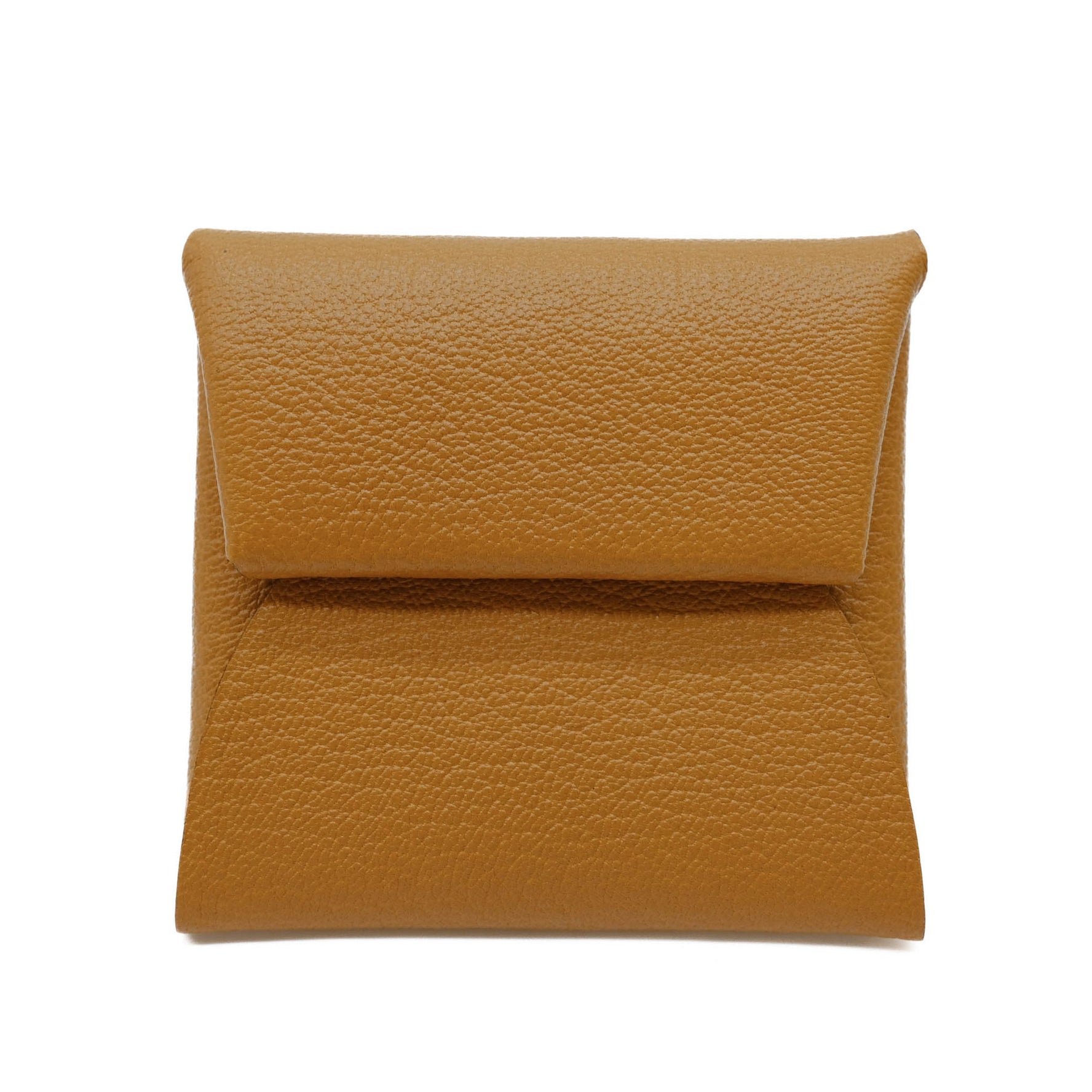HERMES Bastia Wallet/Coin Case Coin Purse Chevre Mysore Sesame Vert Fizz Bicolor Brown Light Green