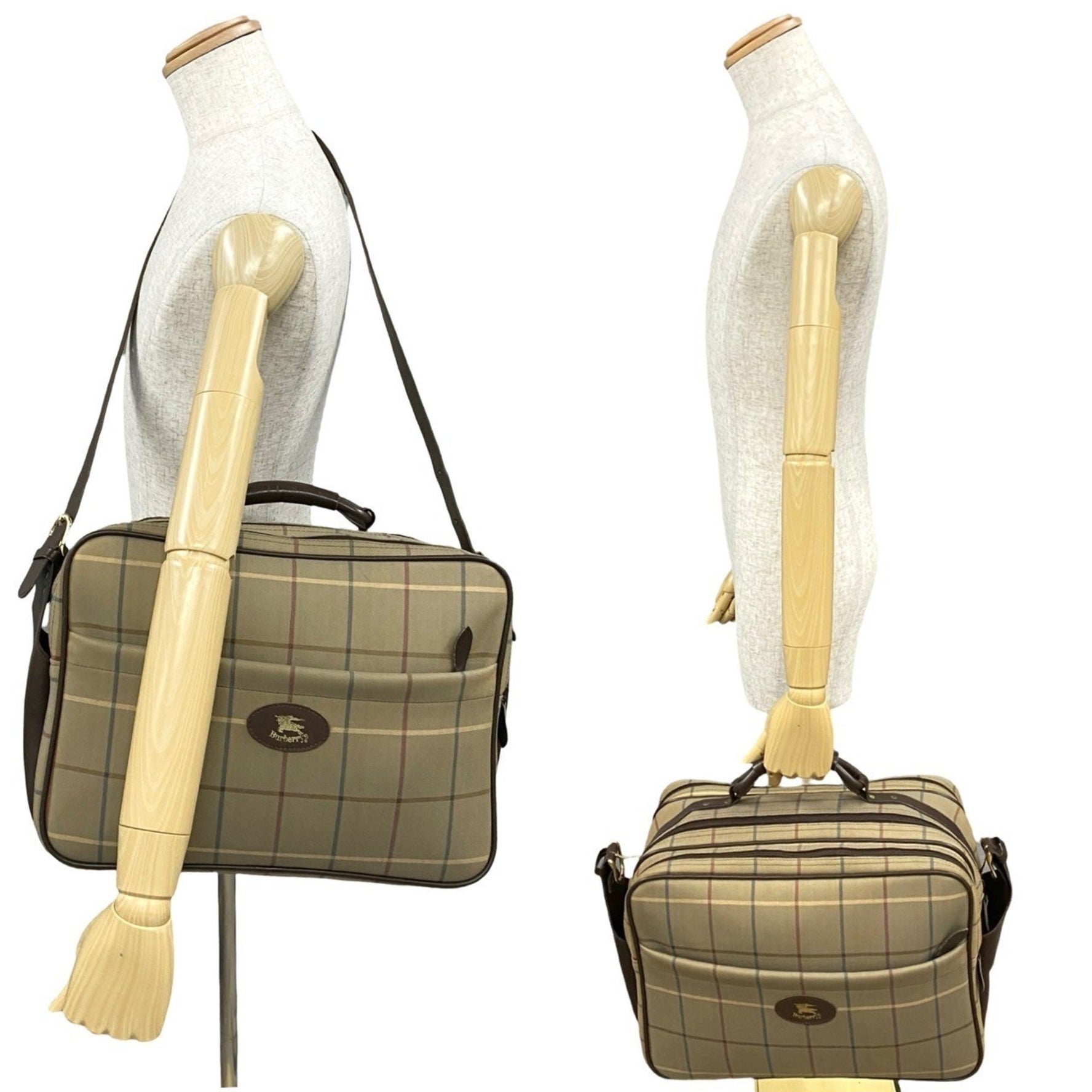Burberry's Shadow Horse logo canvas and leather Boston/shoulder bag, brown