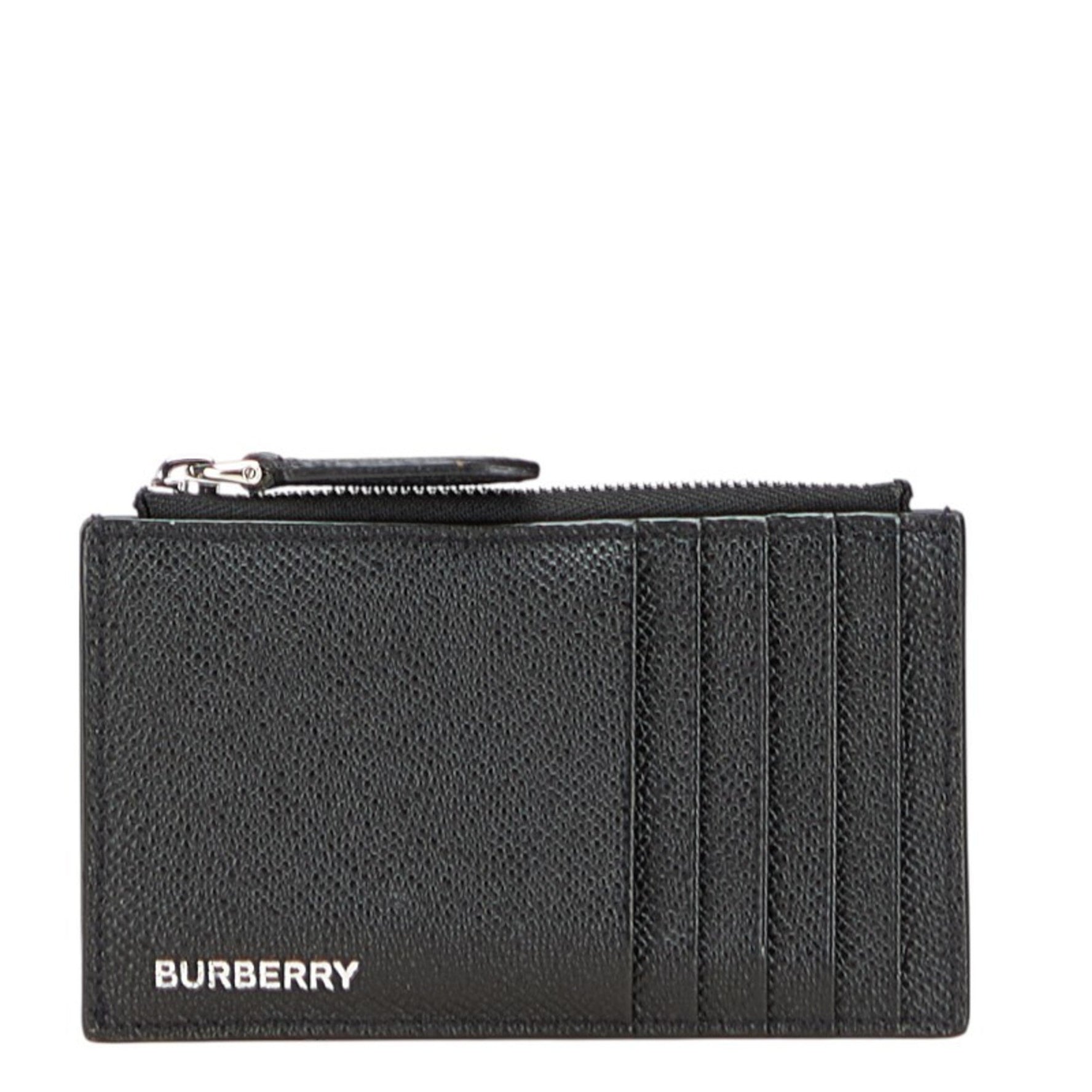 Burberry Logo Fragment Case Card Black Leather Women's BURBERRY
