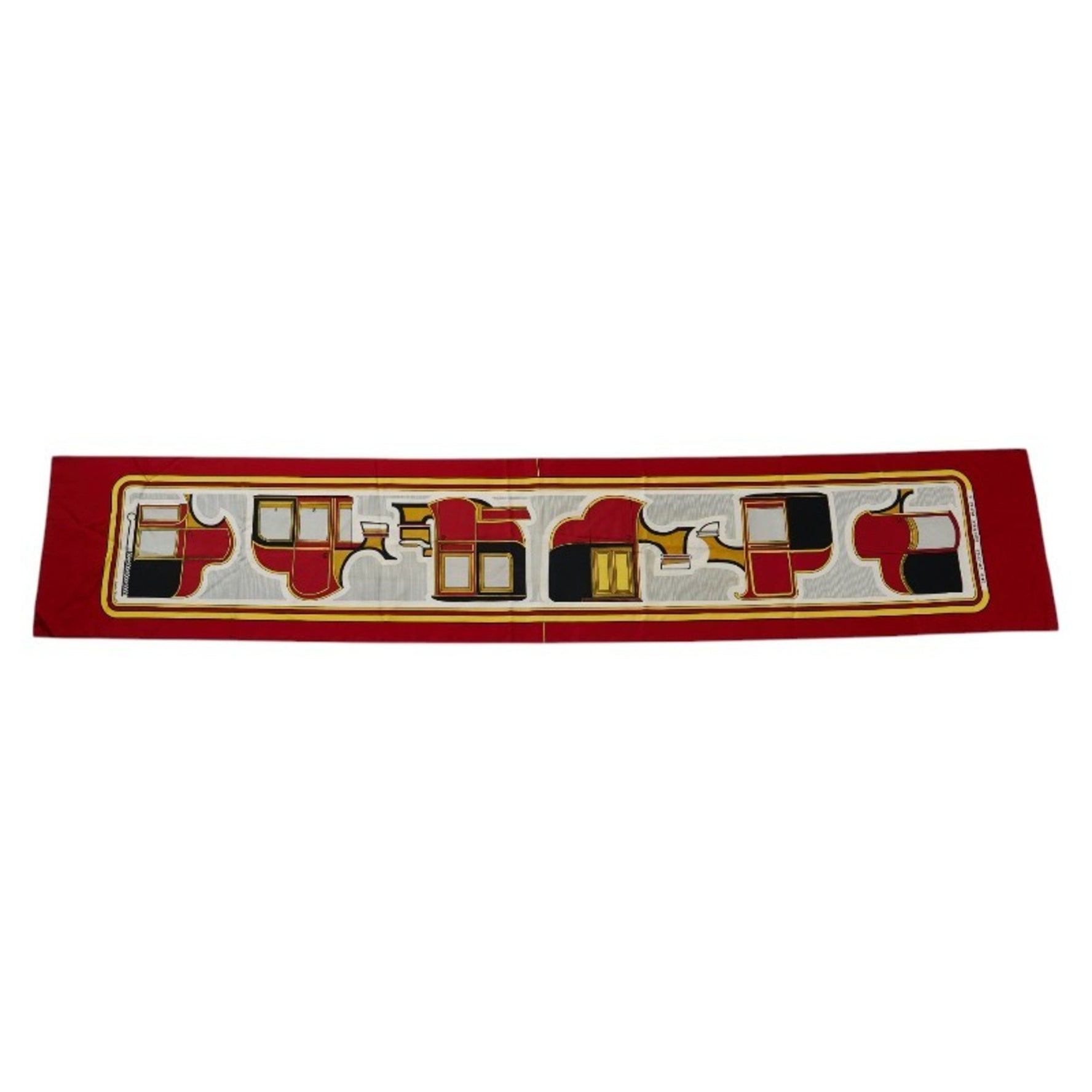 Hermes LES COUPES Carriage Scarf Muffler Red Multicolor Women's HERMES