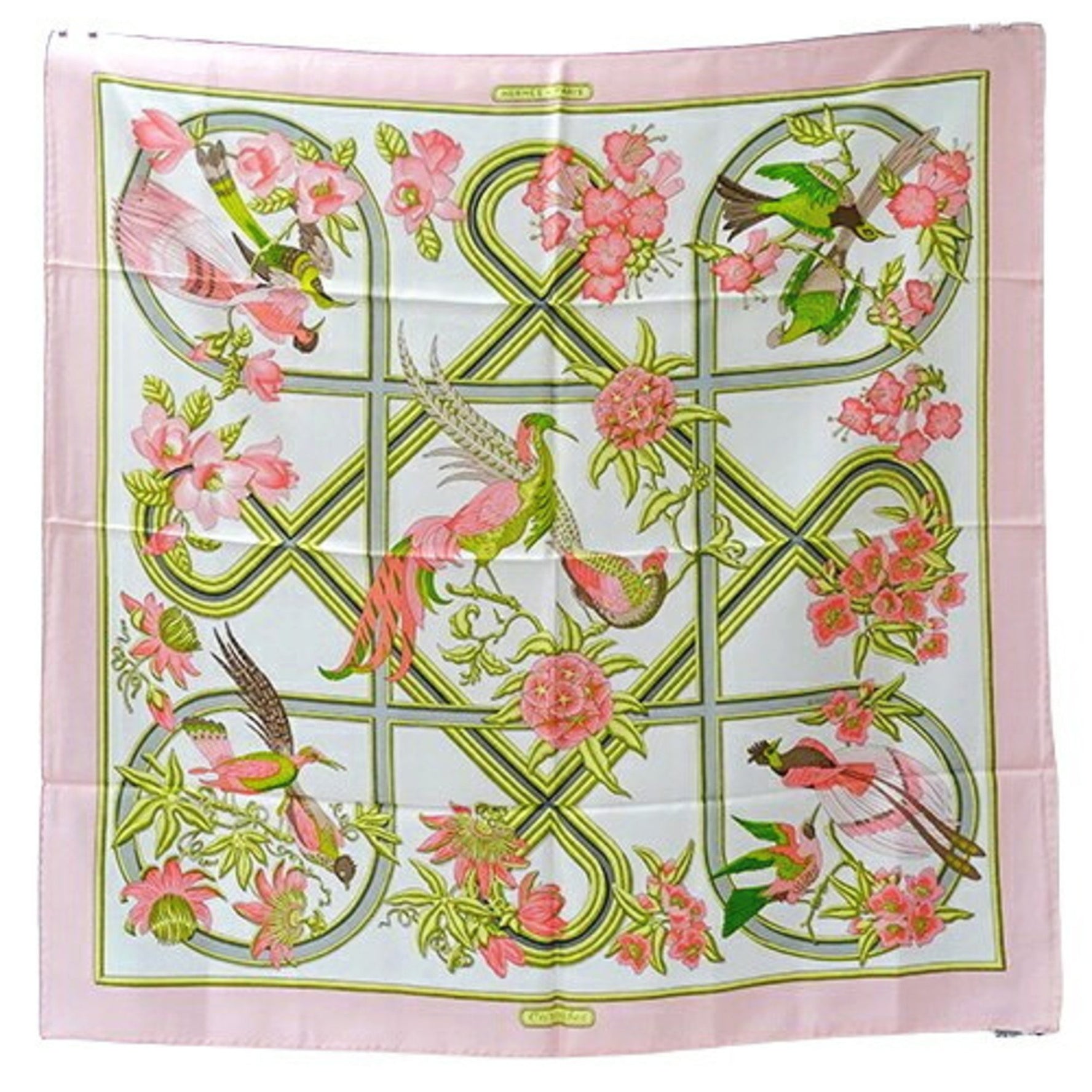 Hermes Scarf Muffler Carre 90 Caraibes Caribbean Silk Bird Large