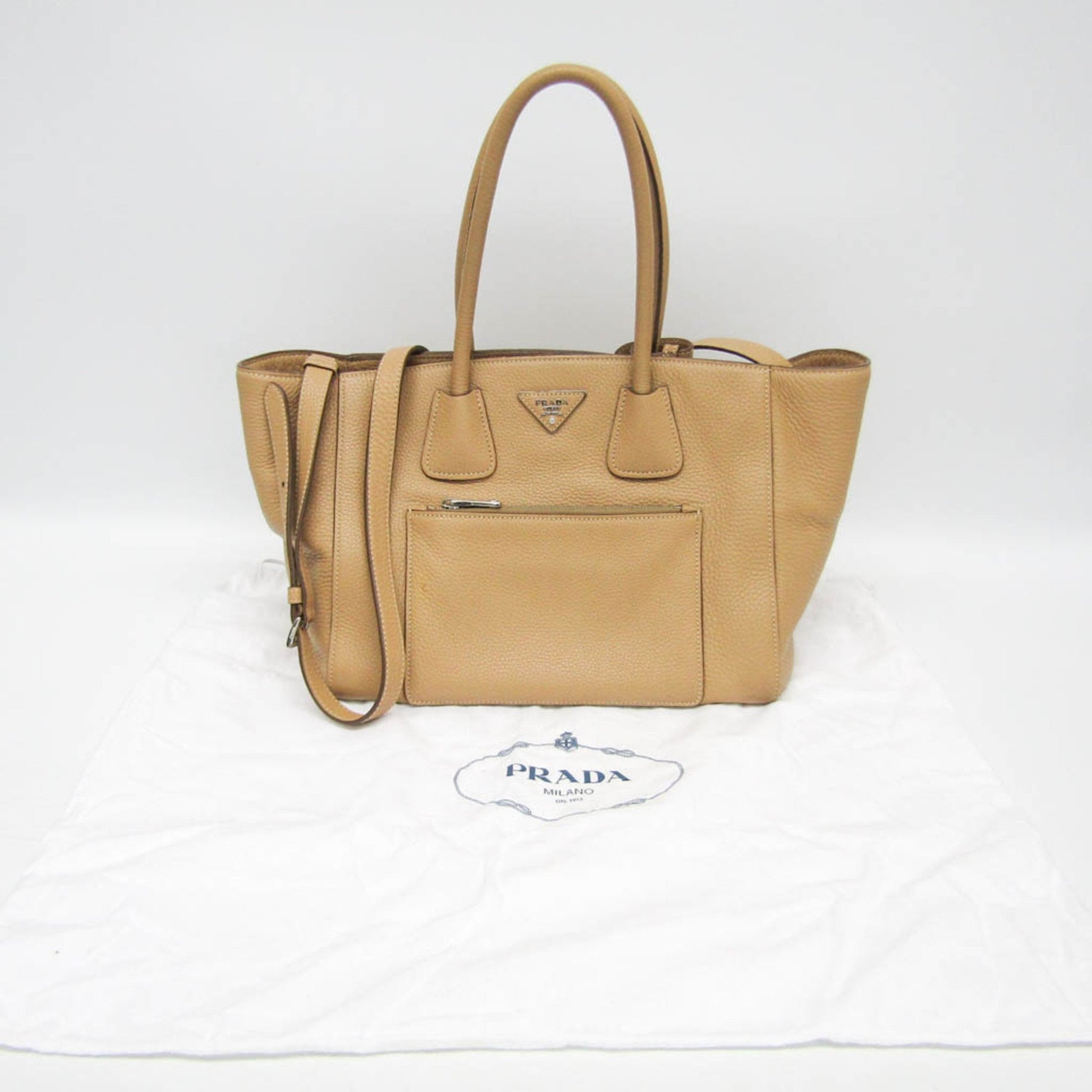 Prada BN2626 Women's Leather Handbag,Shoulder Bag Beige