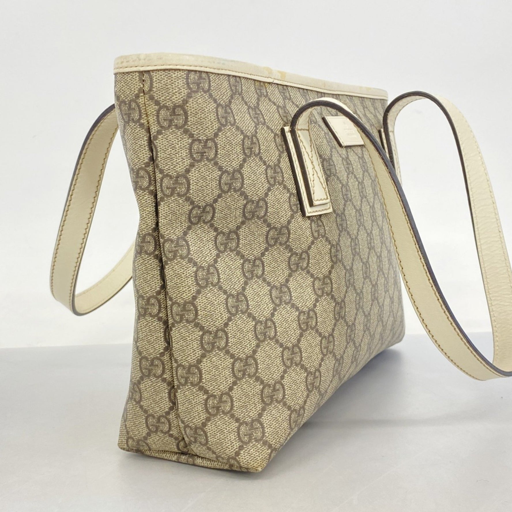 Gucci GG Supreme Tote Bag Brown White