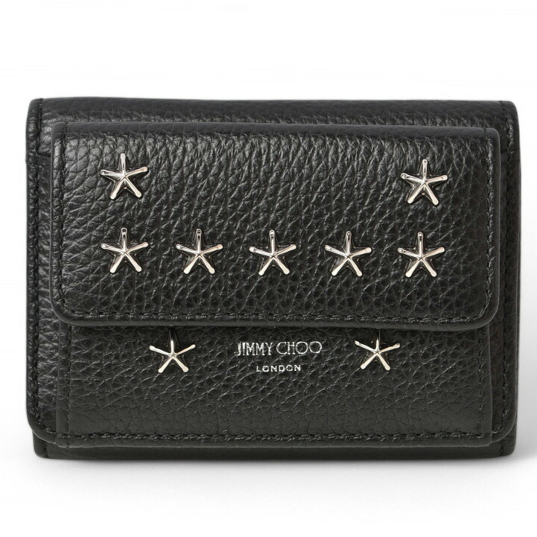 Jimmy Choo Wallet Tri-fold Leather Star Studs Silver