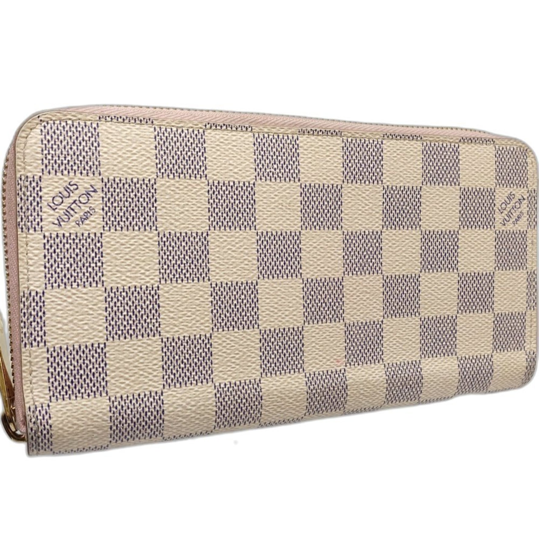 Louis Vuitton Damier Azur Long Wallet Zipper Rose Ballerine