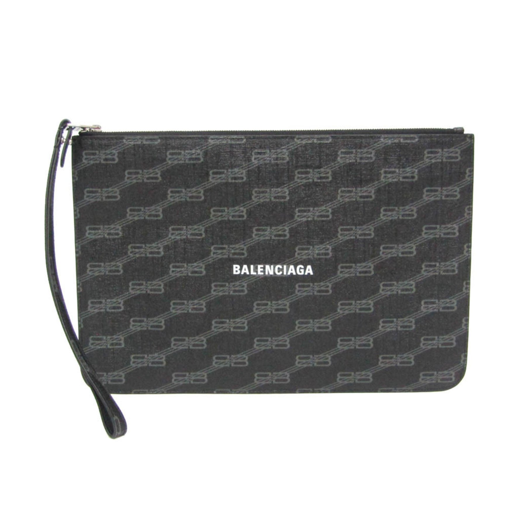 Balenciaga BB Monogram Men,Women PVC Clutch Bag,Pouch Black