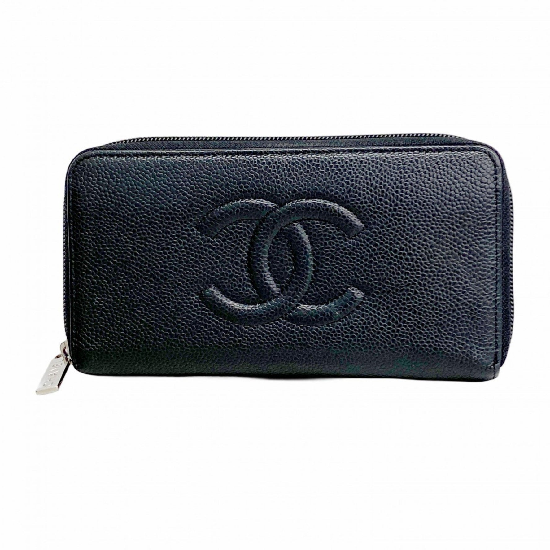 Chanel long wallet in caviar skin, black, for women