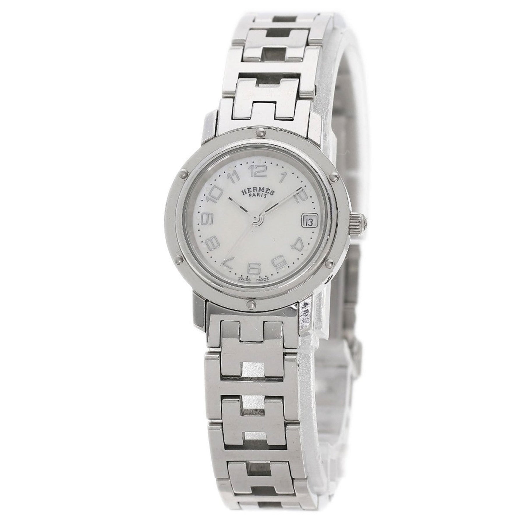 Hermes CL4.210 Clipper Nacle Watch Stainless Steel SS Ladies HERMES