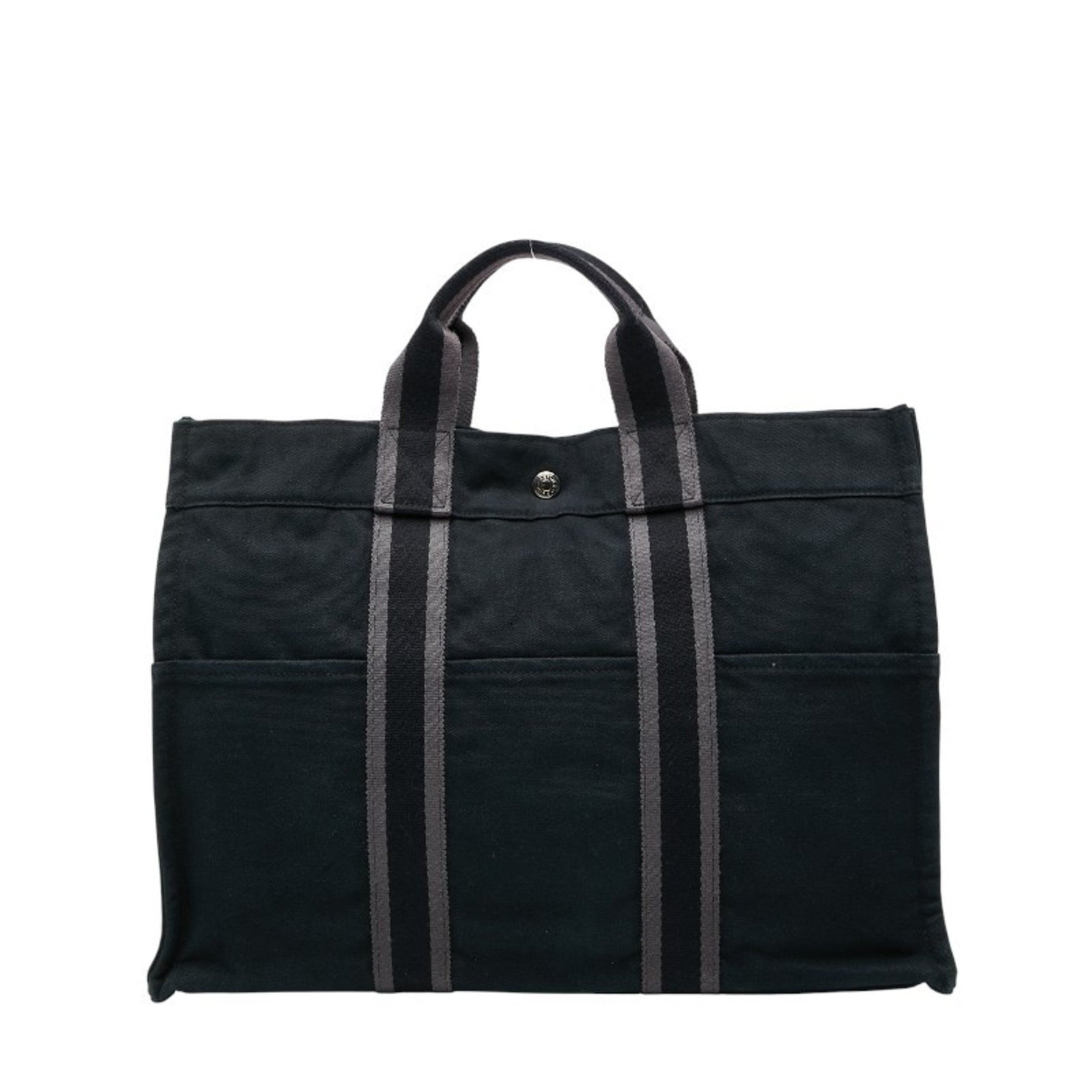 Hermes Four Tote MM Bag Handbag Black/Gray Canvas