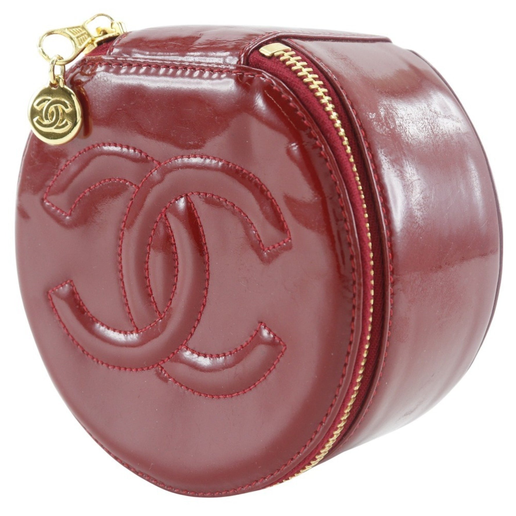 CHANEL COCO Mark Pouch Case, Enamel, Red