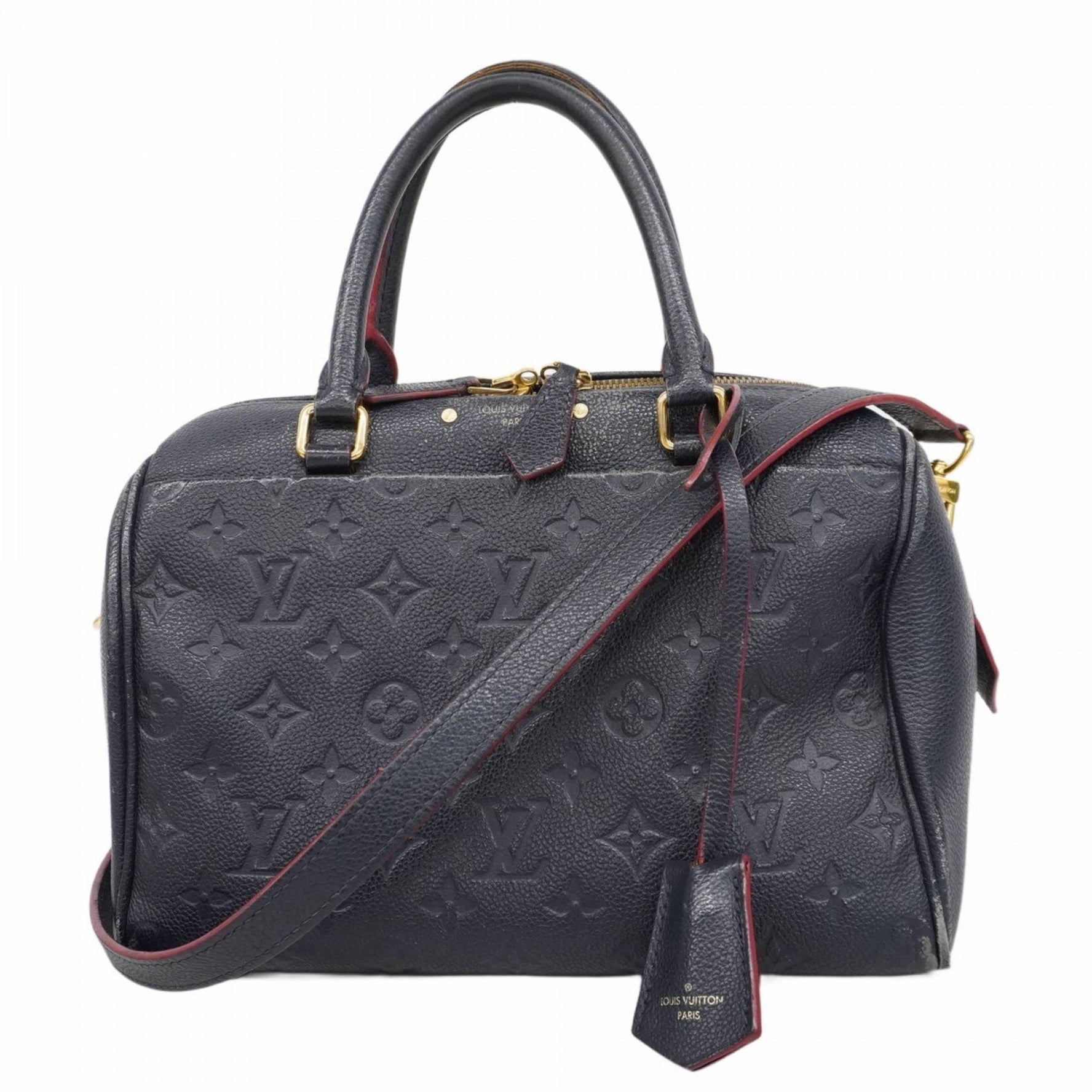 Louis Vuitton Monogram Empreinte Speedy Bandouliere 25 Handbag M43501 Marine Rouge Women's