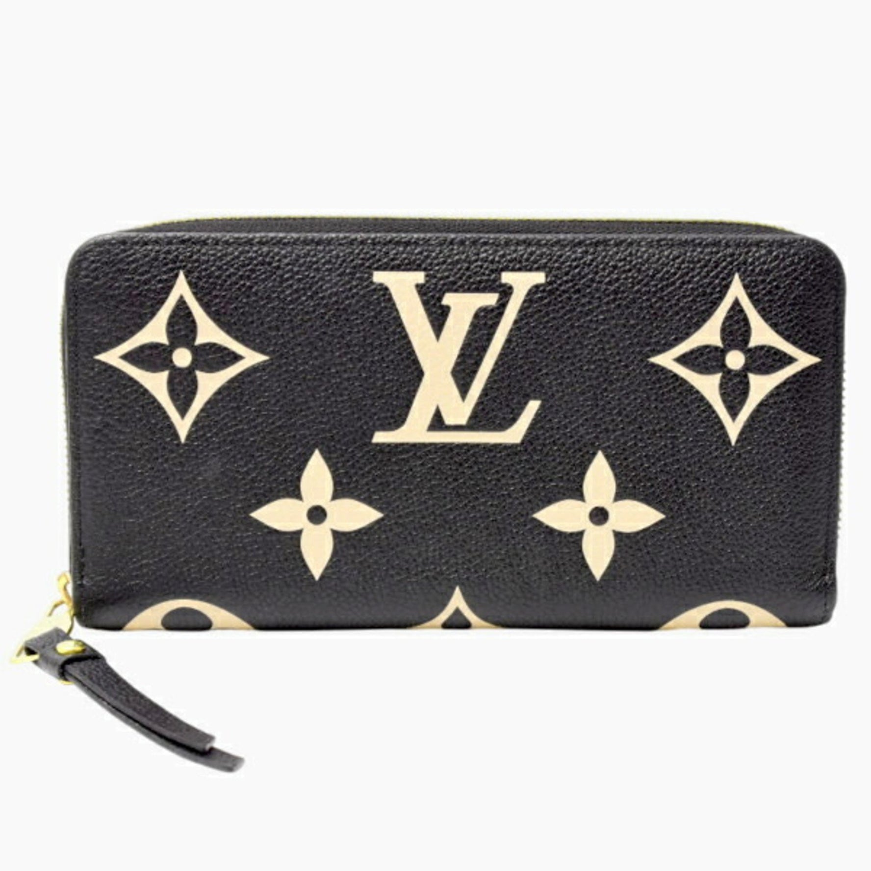 Louis Vuitton Wallet Zipper Long Bicolor Monogram Empreinte Black Beige