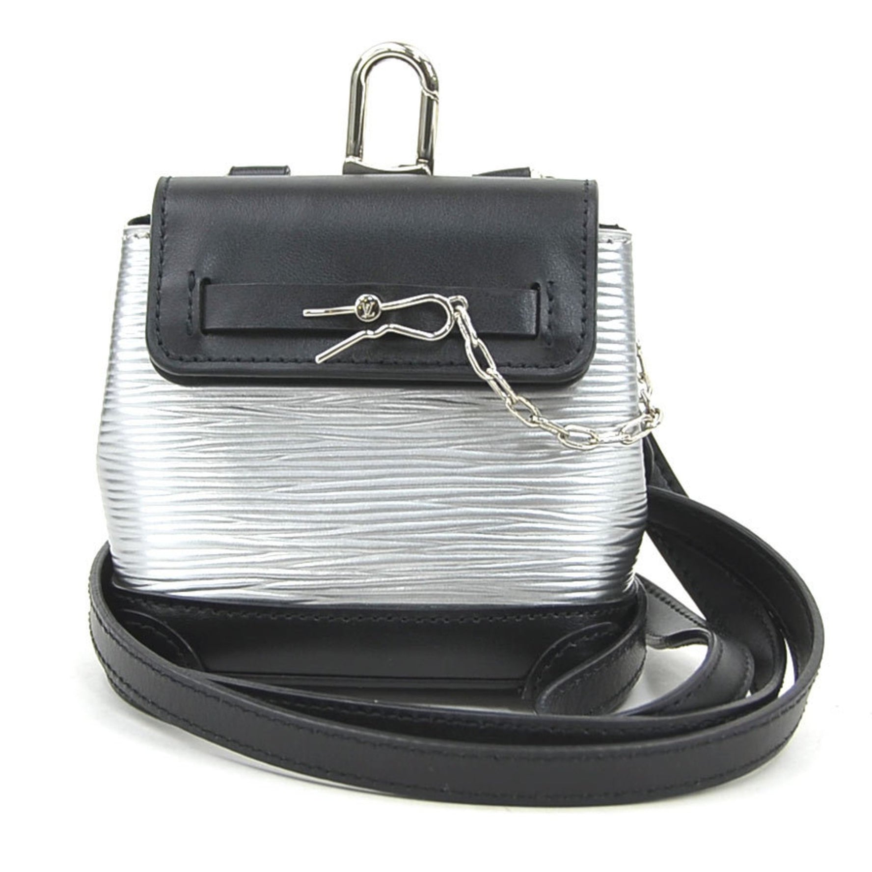 Louis Vuitton Epi Micro Steamer Sack Shoulder Bag/Mini Pouch in Leather, Black and Silver, Men's