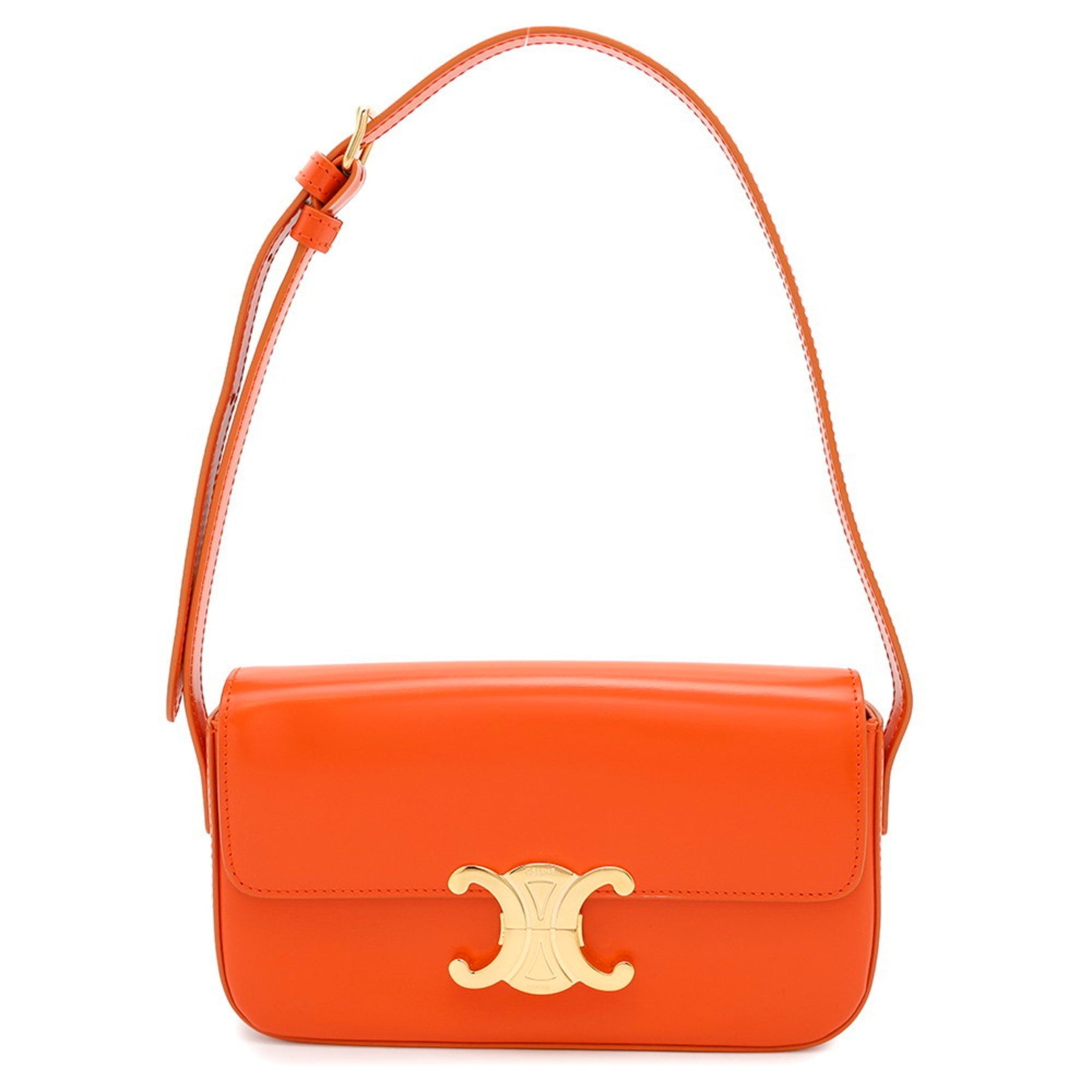 Celine Shoulder Bag Triomphe Claude Shiny Calf Leather Bags