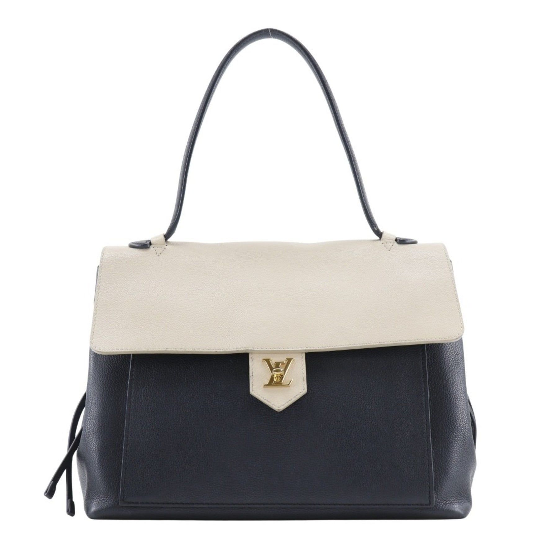 Louis Vuitton Rock Me MM Tote Bag M50191 Calf Black/Beige DU0185 Turnlock Women's