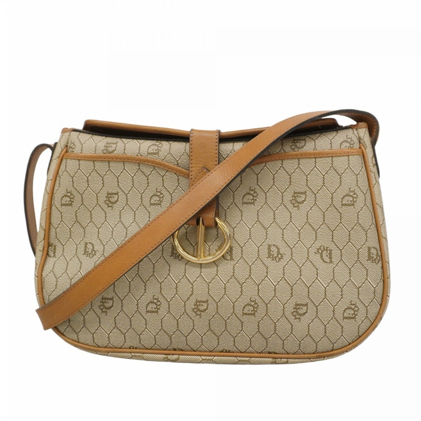 Christian Dior Shoulder Bag Honeycomb Beige Brown
