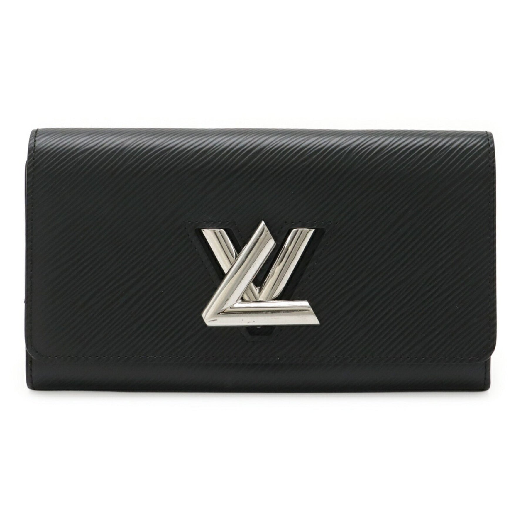 LOUIS VUITTON Epi Portefeuille Twist Bi-fold Long Wallet in Leather, Noir and Black