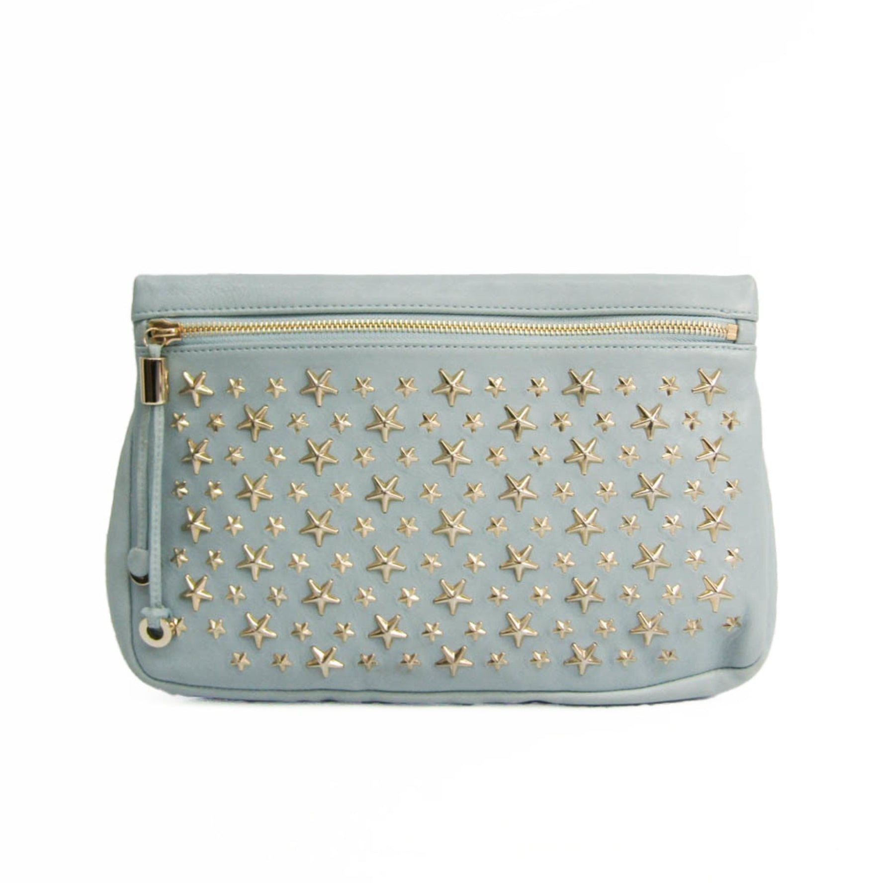 Jimmy Choo ZENA Leather Clutch Bag Light Blue