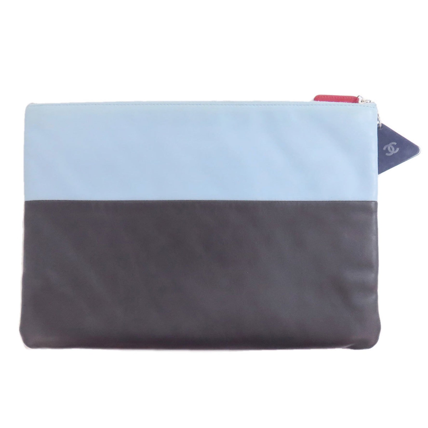 CHANEL Coco Mark Two-Tone Clutch Bag Leather