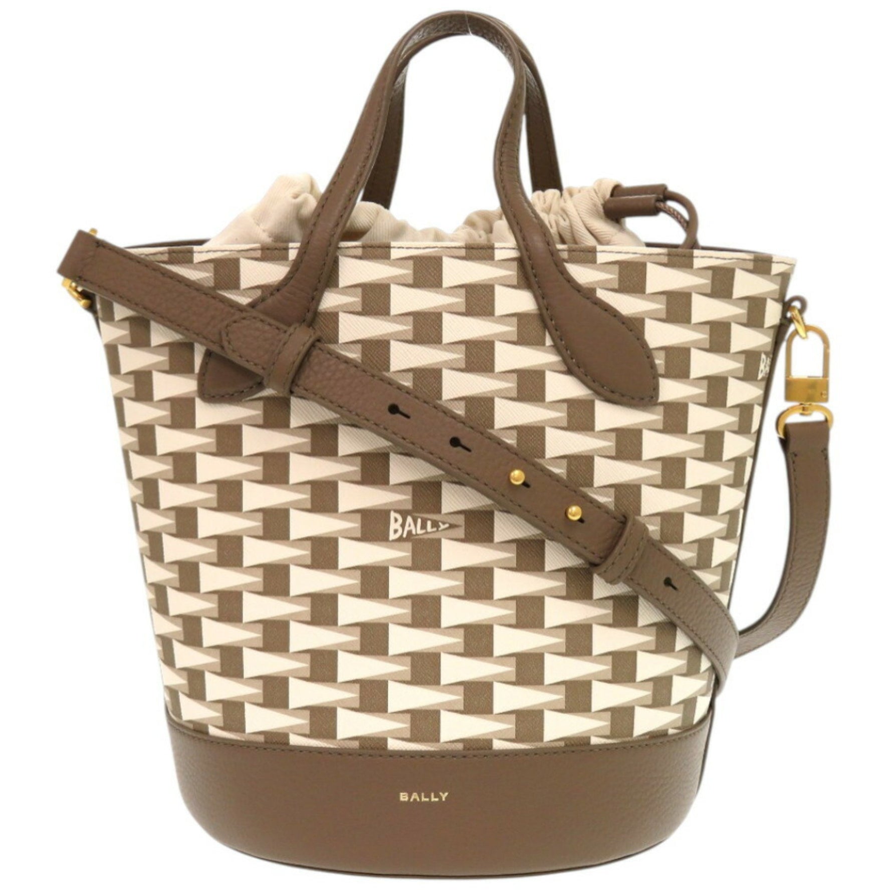 Unused Bally Bucket Bag Leather Sepia Shoulder