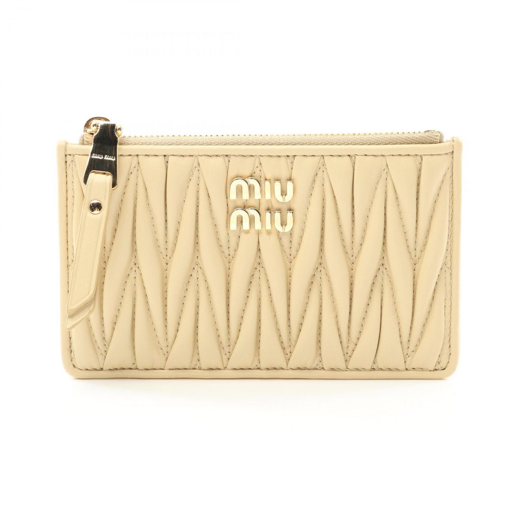Miu Miu Miu MATELASSE Business Card Holder/Card Case Leather