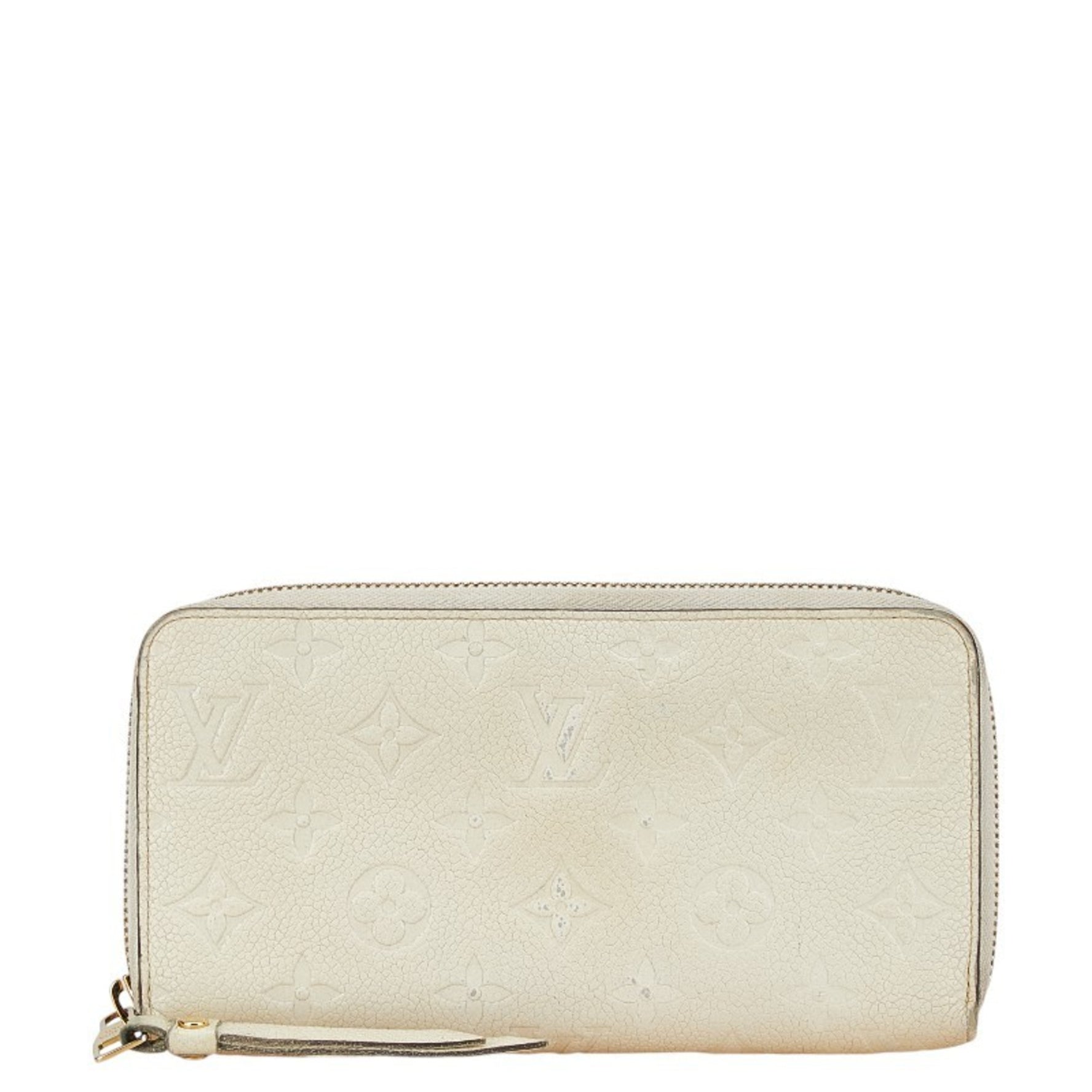 Louis Vuitton Monogram Empreinte Zippy Wallet Round Long Crème Leather