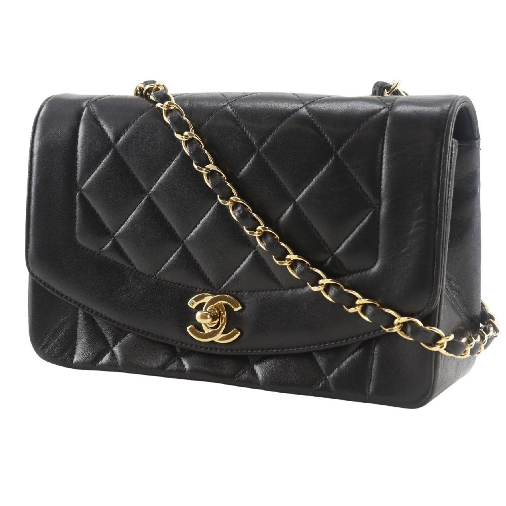 CHANEL Diana 22 Shoulder Bag, Chain Matelasse, Lambskin, Turnlock