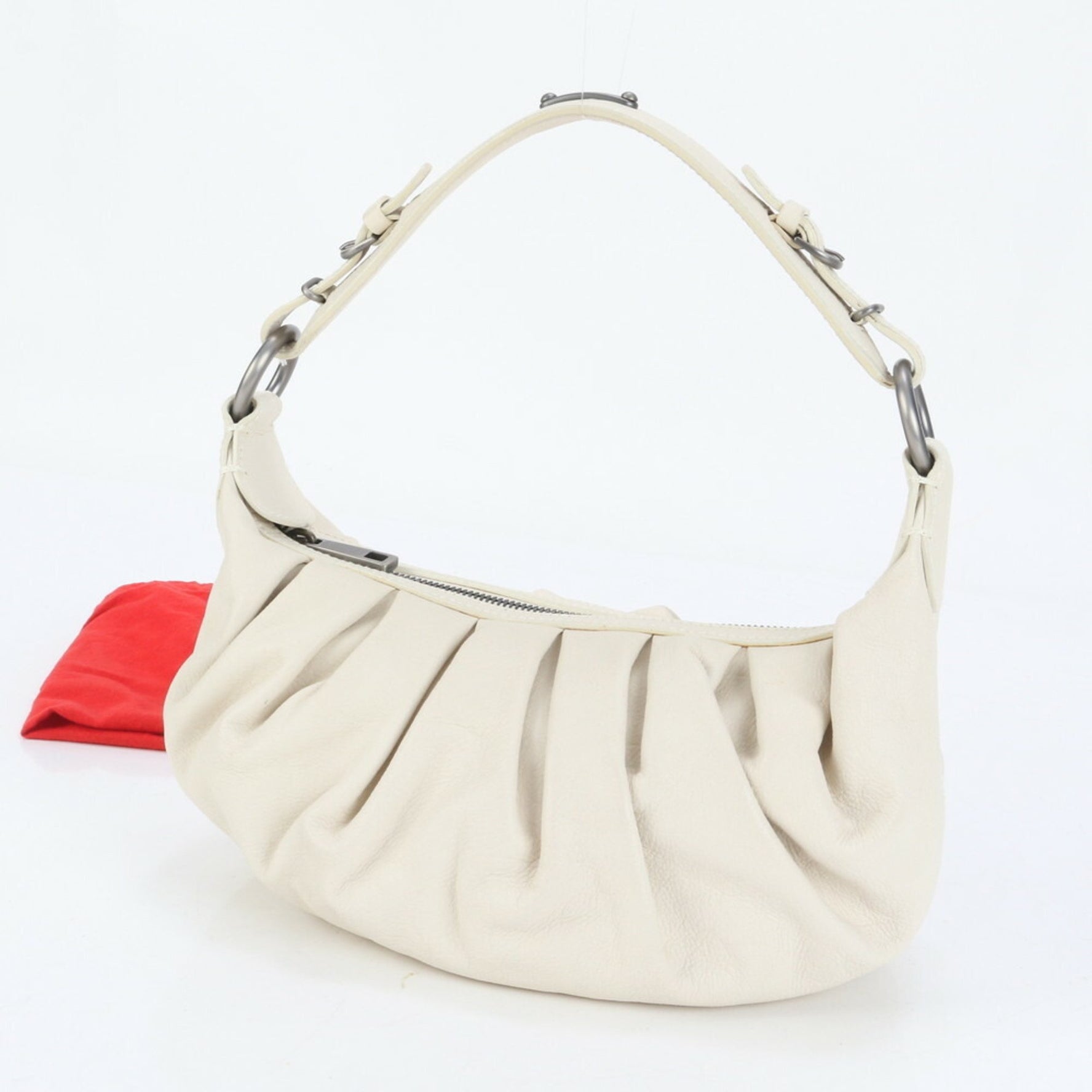 Bally Hobo Leather Shoulder Bag, Tote Handbag with Silver Hardware for Women