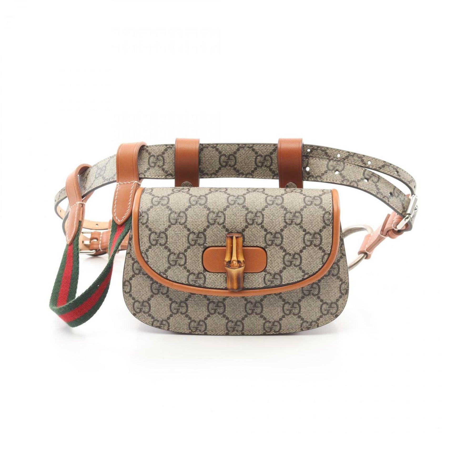 GUCCI Bamboo 1947 Mini Belt Bag, Waist Body Coated Canvas, Leather, Beige, Brown