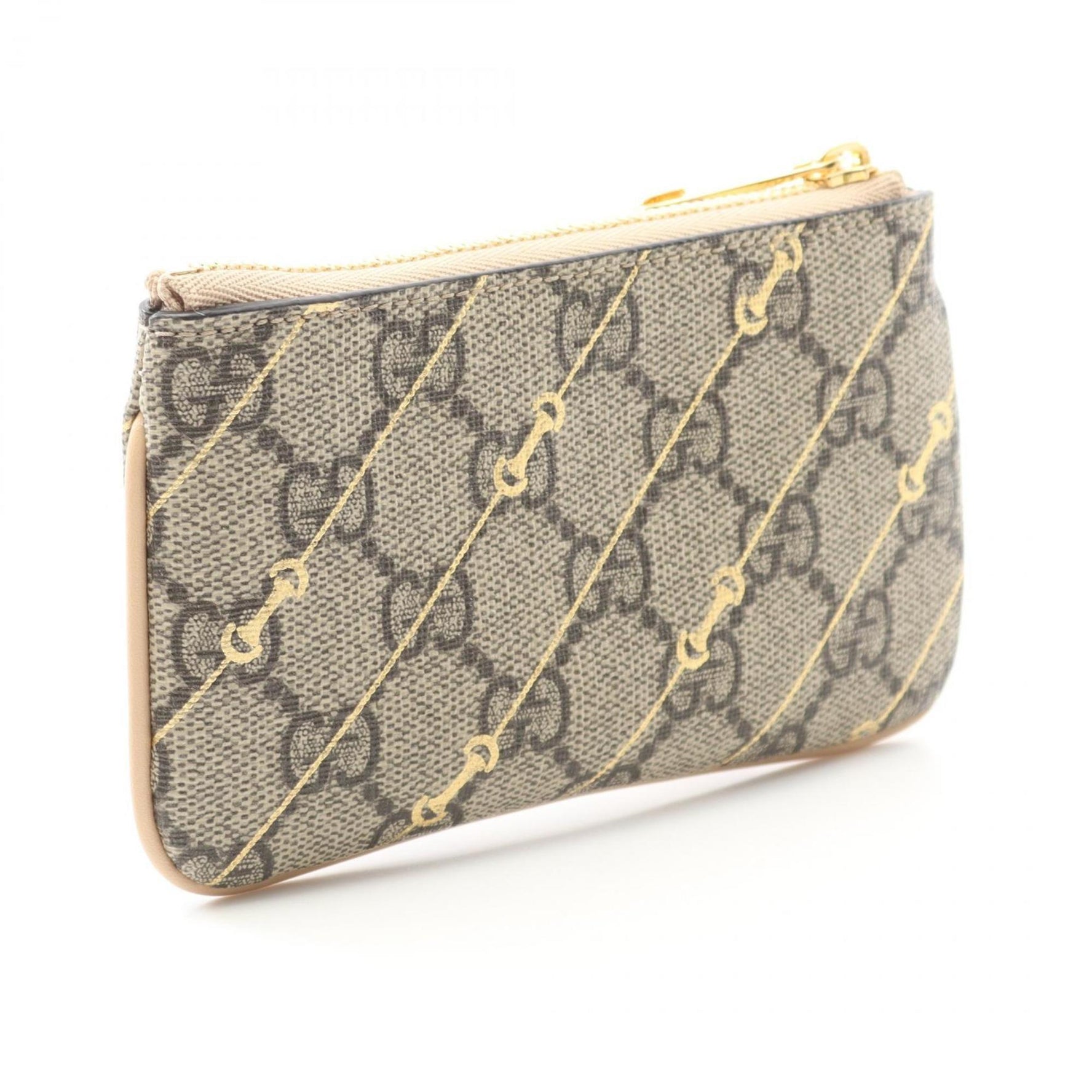 Gucci Horsebit GG Supreme Wallet/Coin Case, Leather and Coated Canvas