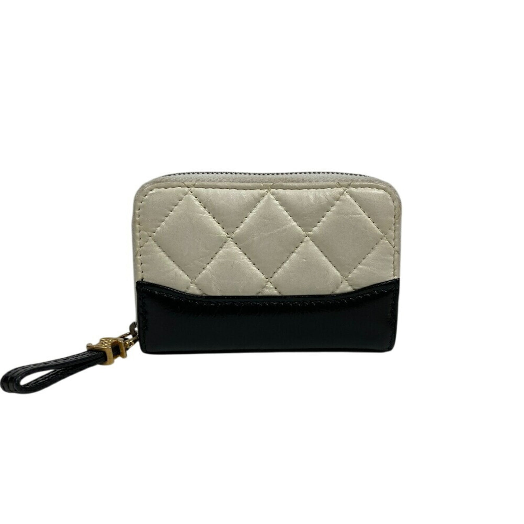 CHANEL Gabriel Doux Round Coin Case Wallet White