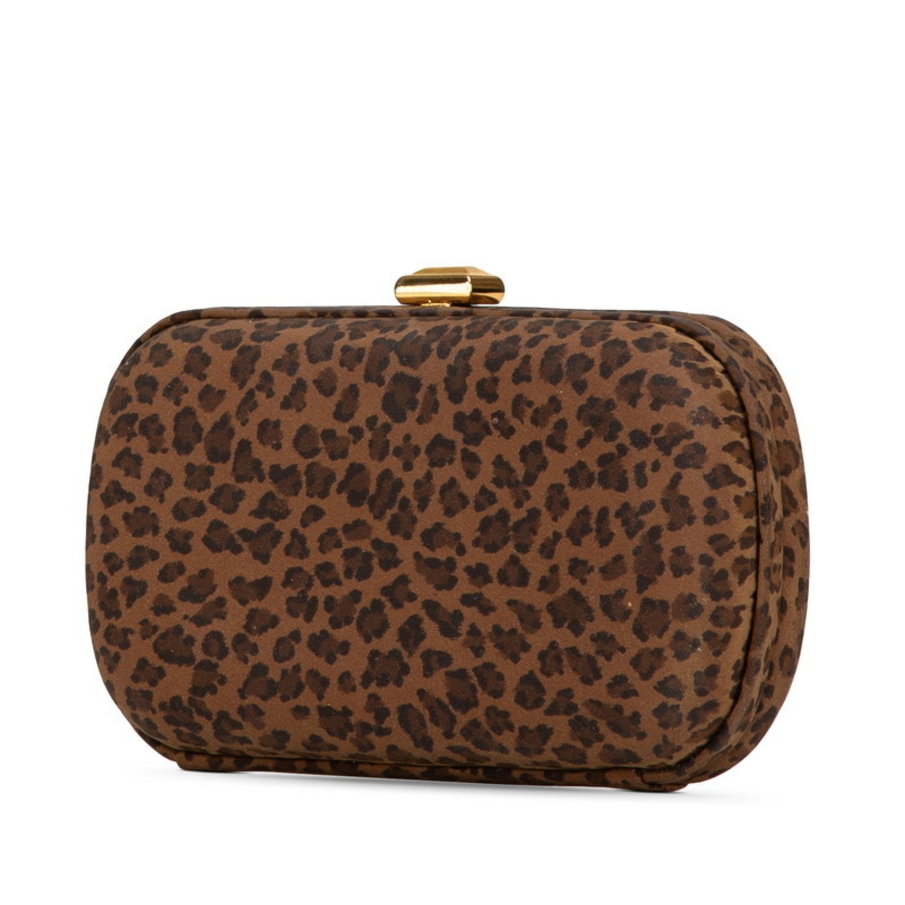 Bottega Veneta Leopard Print Clutch Bag in Khaki Green and Brown Nylon