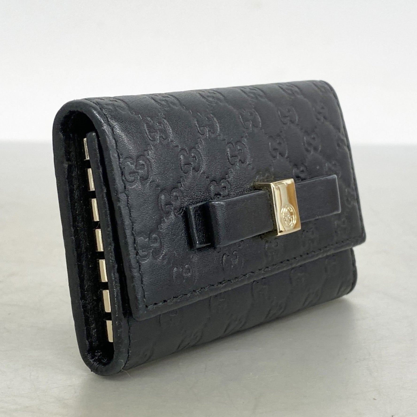 Gucci Micro Guccissima Key Case Leather Black Women's