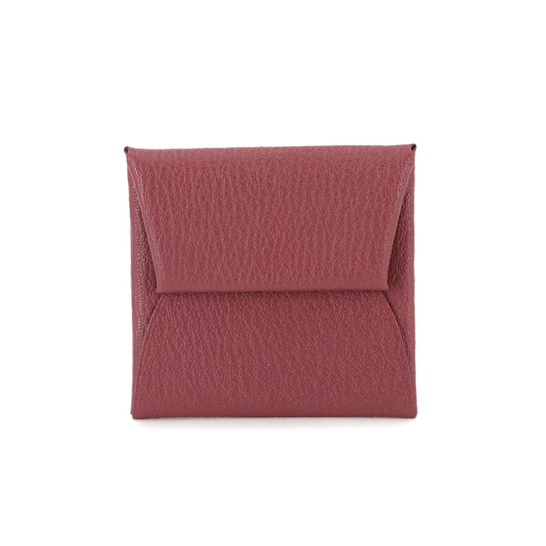 Hermes Hermès Bastia Coin Case, a chevre rosewood wallet with P stamp and silver hardware.
