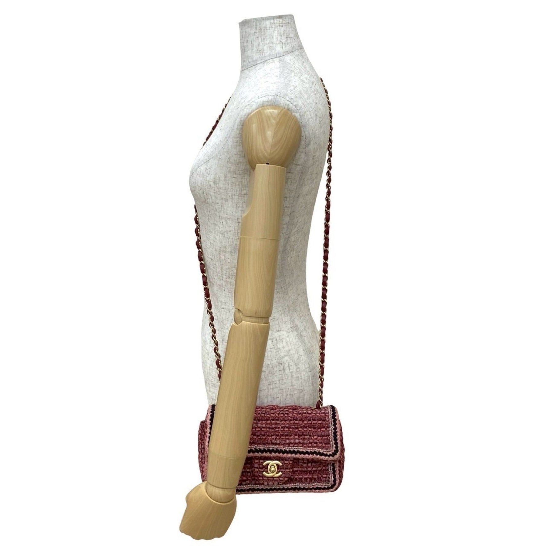 CHANEL Tweed Matelasse Coco Mark Chain Shoulder Bag Pochette Multicolor