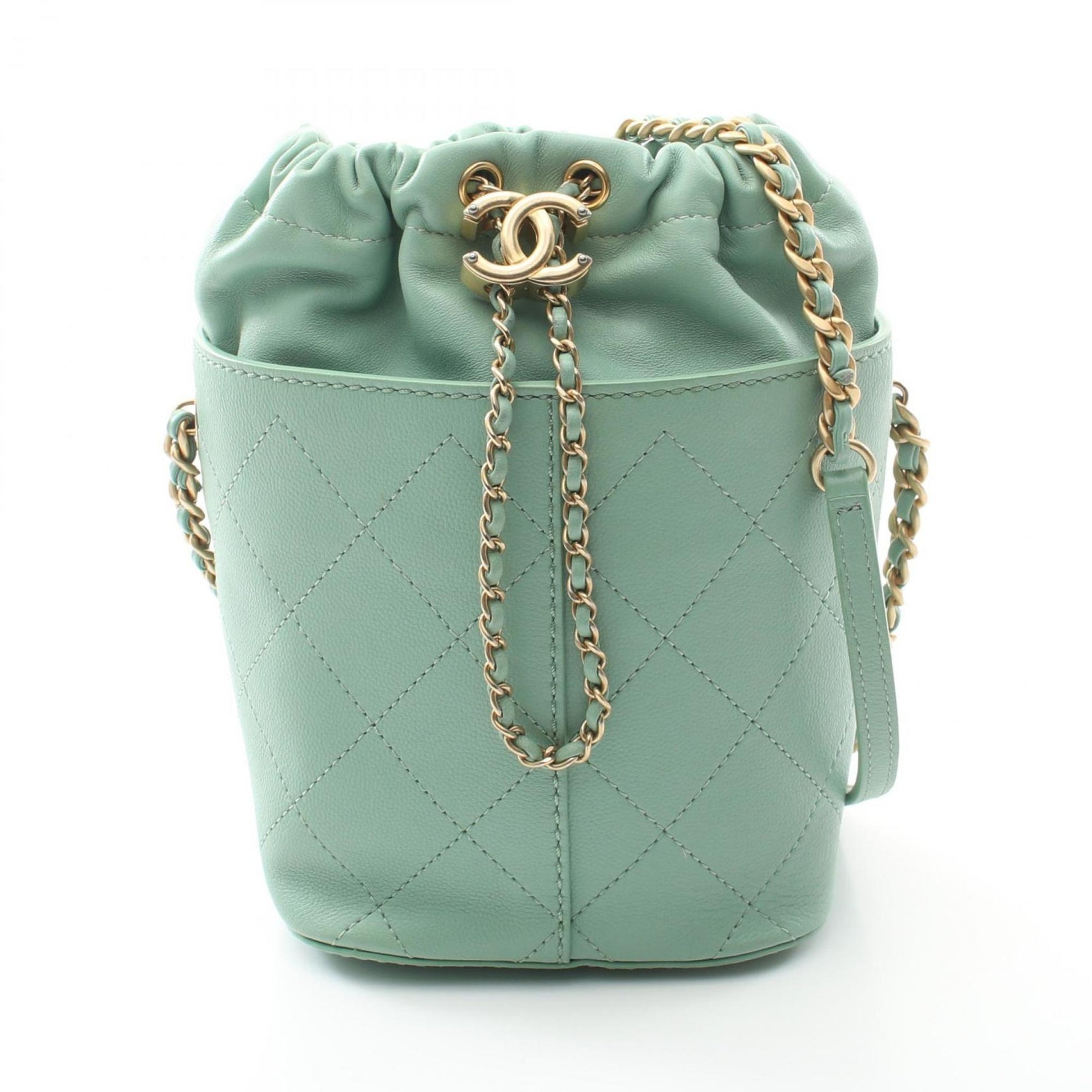CHANEL Matelasse Shoulder Bag Leather Women's Green