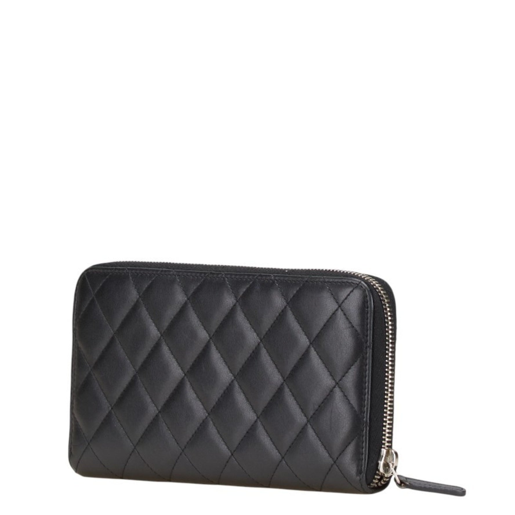 CHANEL Simply CC Coco Mark Long Wallet, Round Zipper, Lambskin, Enamel