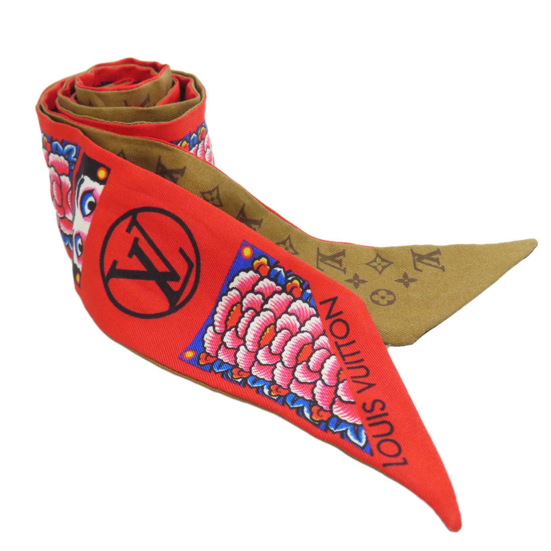 Louis Vuitton Bandeau BB Kabuki Sticker Noir Silk Scarf Muffler