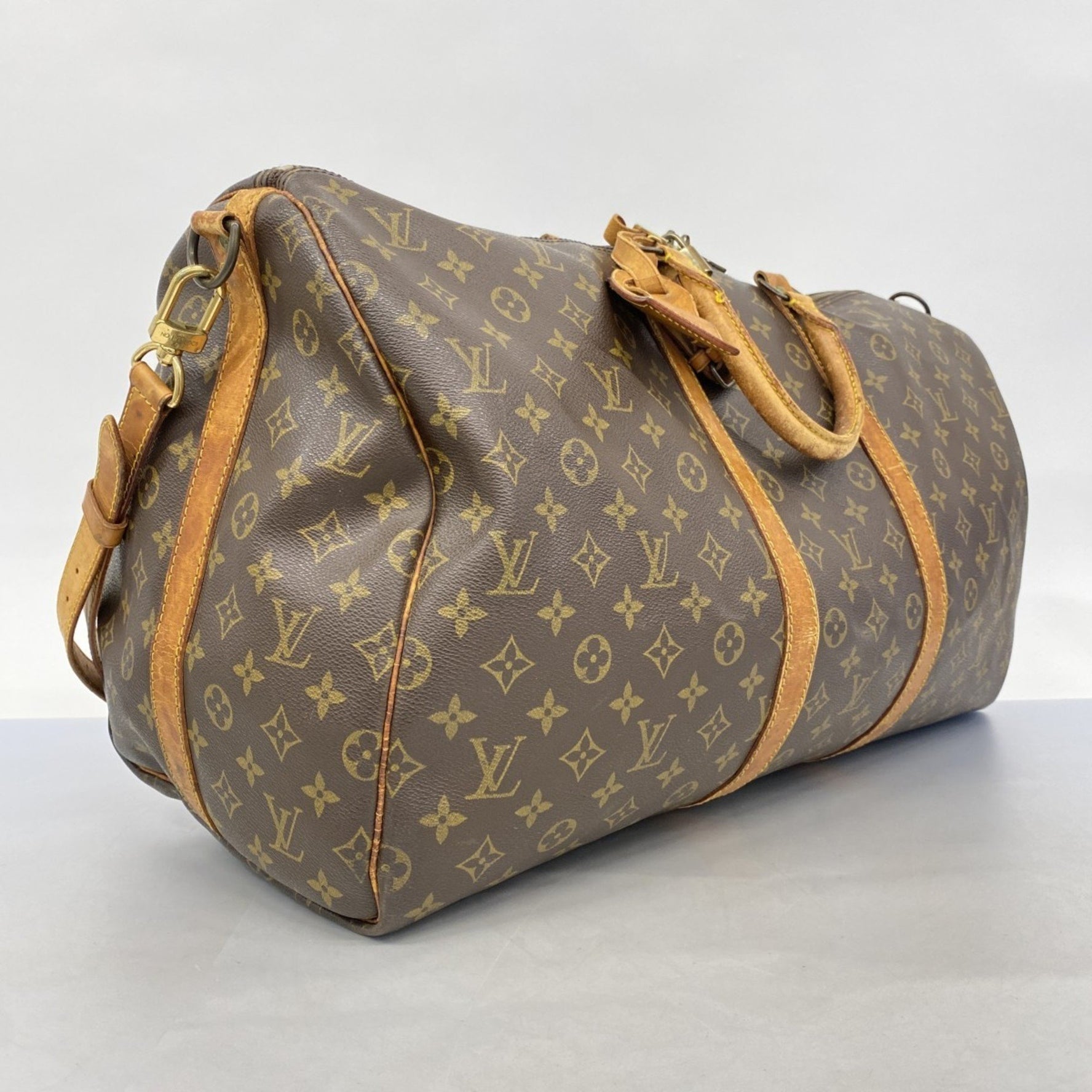 Louis Vuitton Monogram Keepall Bandouliere 55 Boston Bag M41414 Brown Men's and Women's