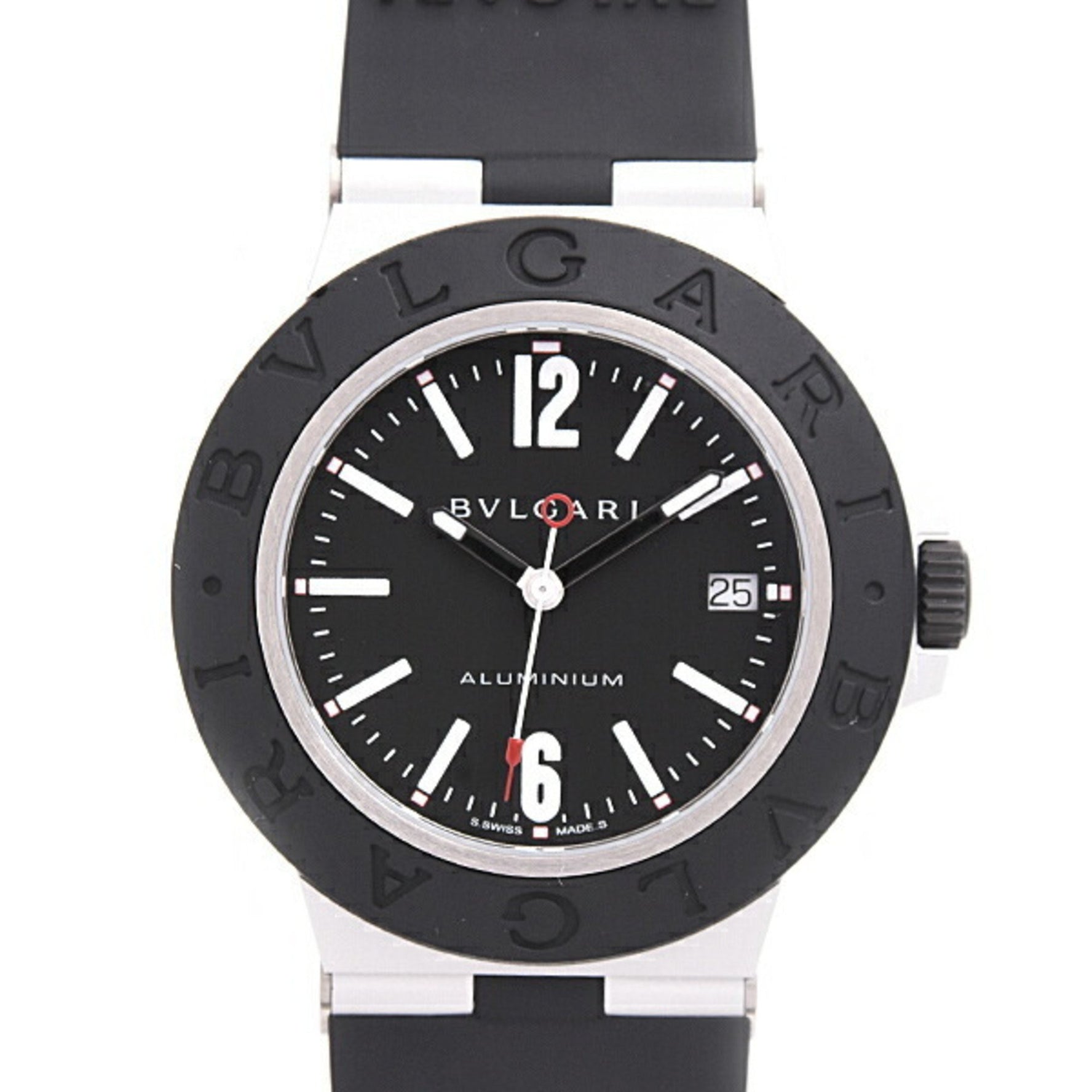 Bvlgari Watch Aluminum Date Automatic Black Dial AL