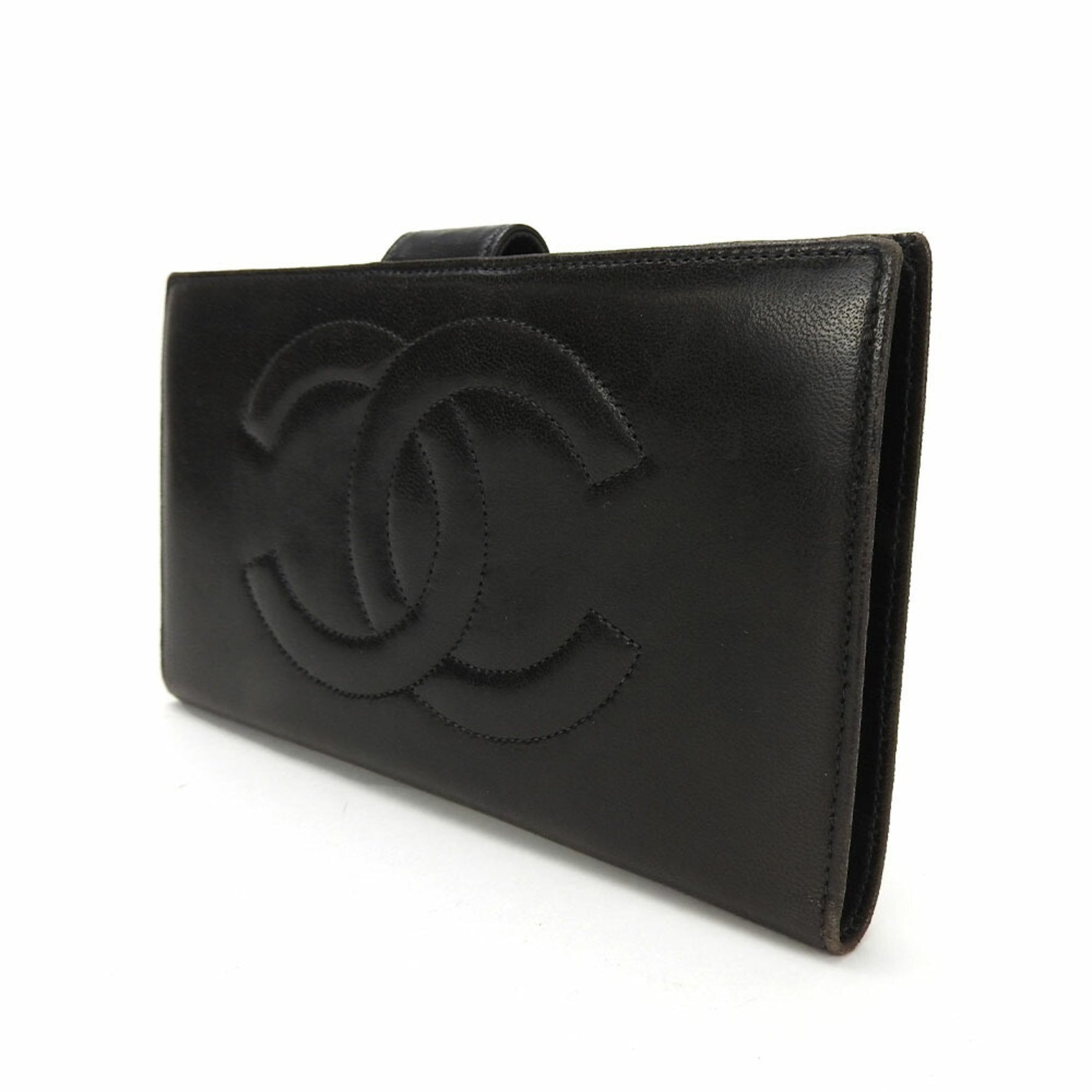 CHANEL Bifold Long Wallet No. 3 Coco Mark Lamb Leather Chic Accessories