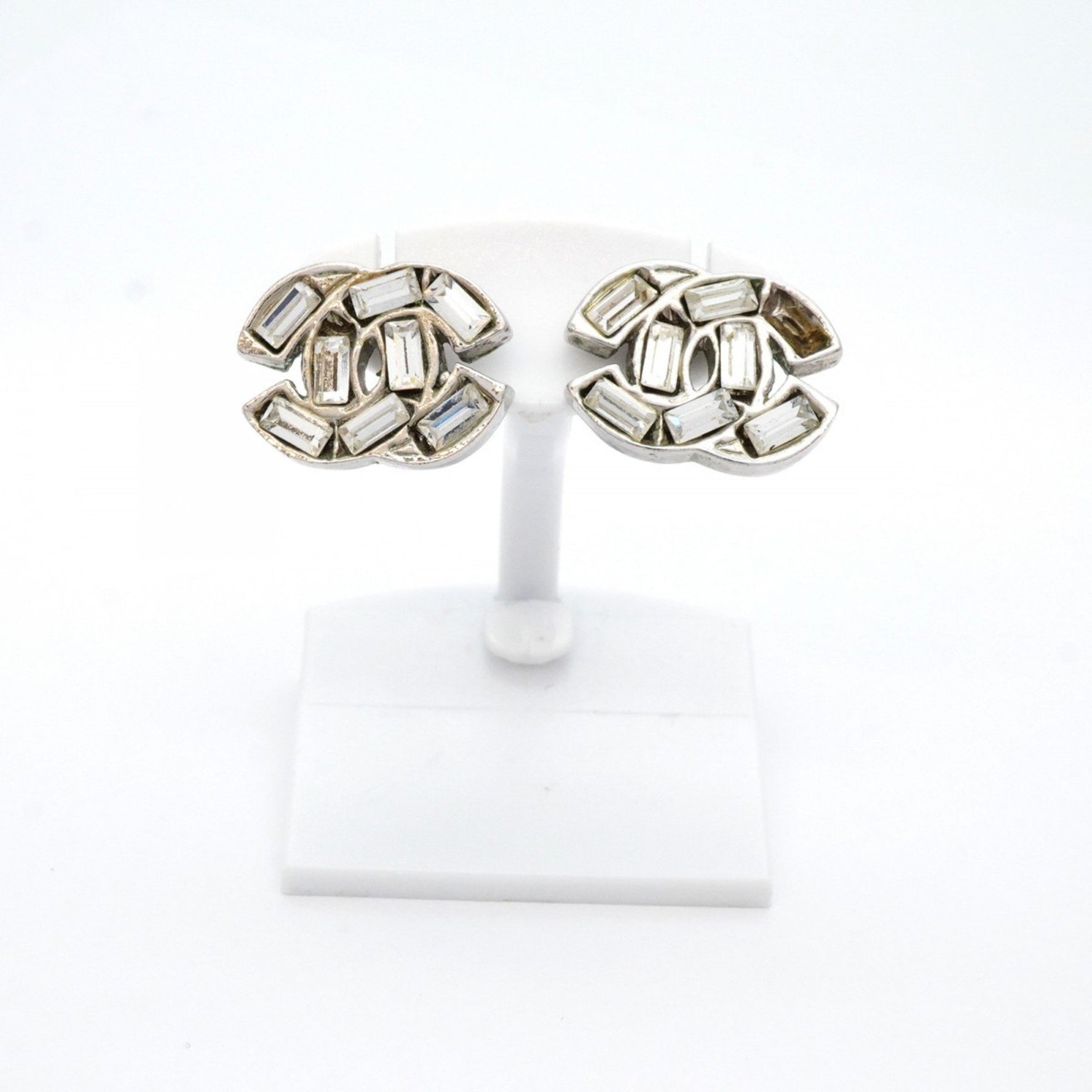 Chanel Coco Mark Metal Rhinestone Earrings