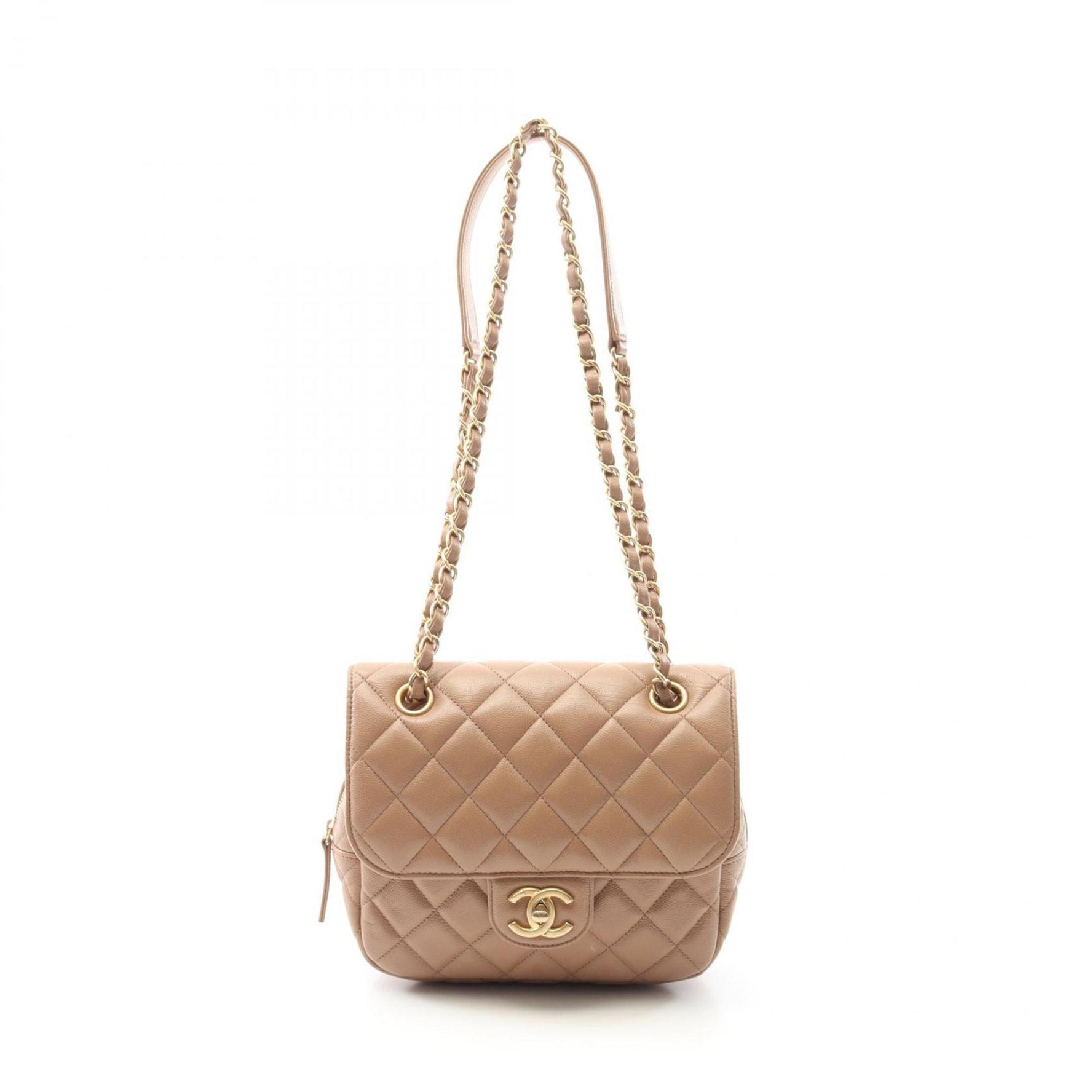 CHANEL Matelasse Shoulder Bag in Calfskin Leather, Beige