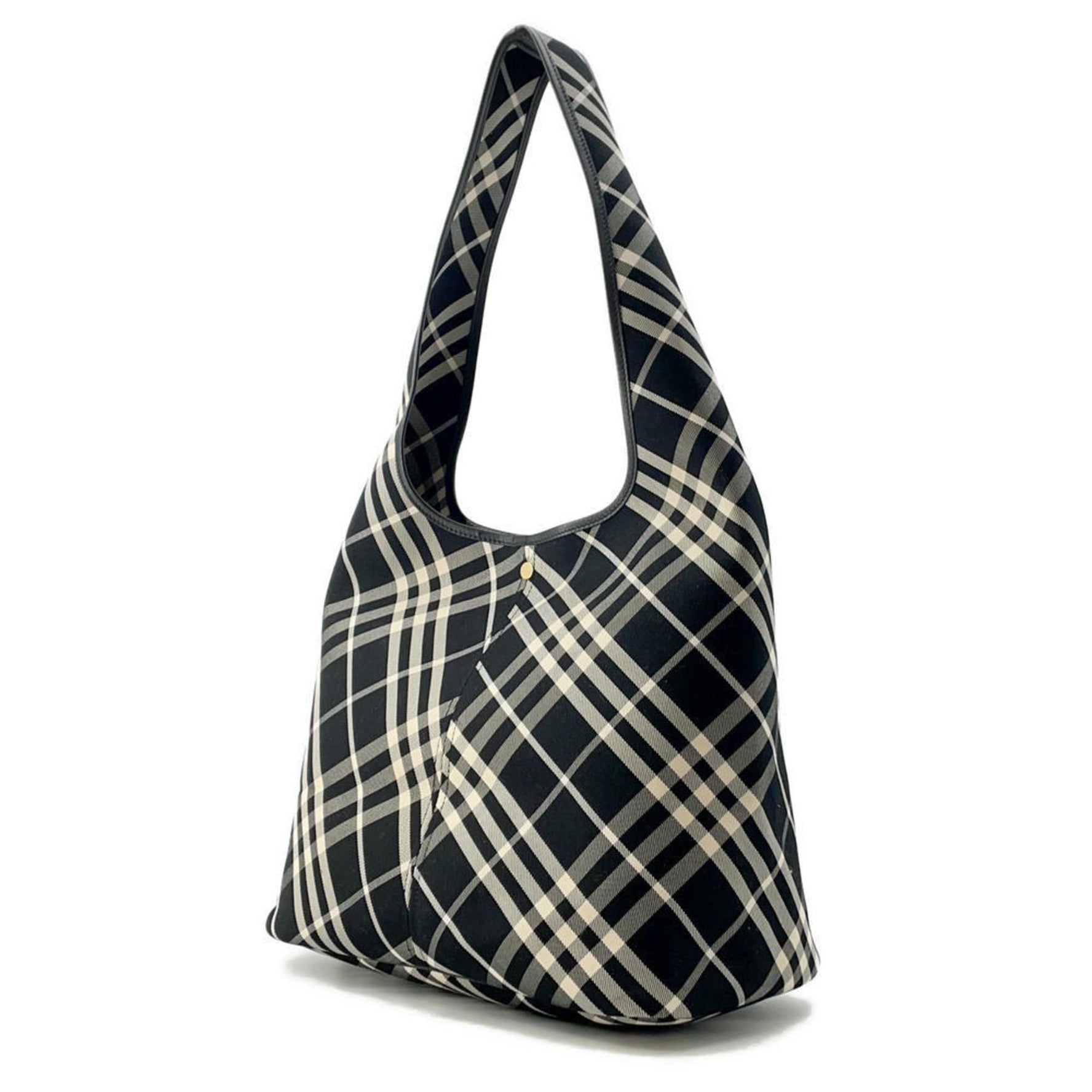 Burberry Tote Bag Check Shoulder Large Canvas BURBERRY Black