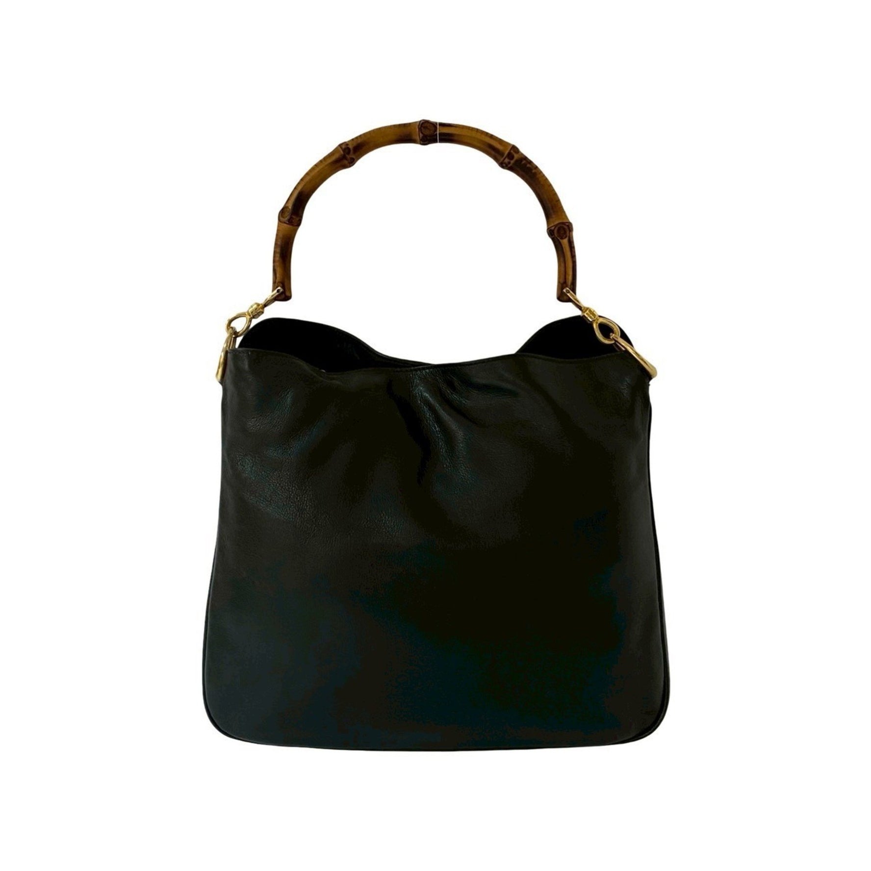 GUCCI Old Gucci Bamboo Leather Mini Tote Bag in Black (88375)