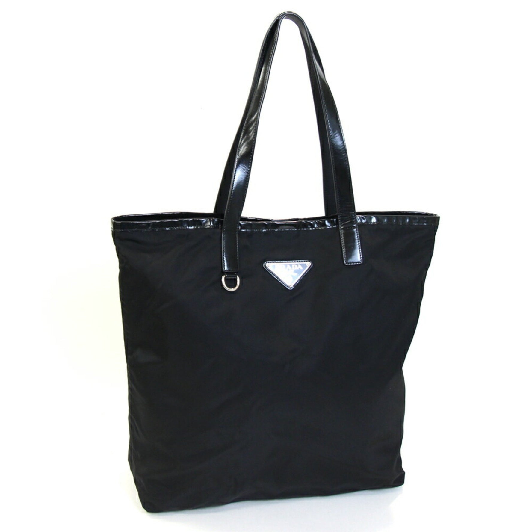 Prada Tote Bag BR4371 Black Nylon Patent Leather Shoulder for Women PRADA