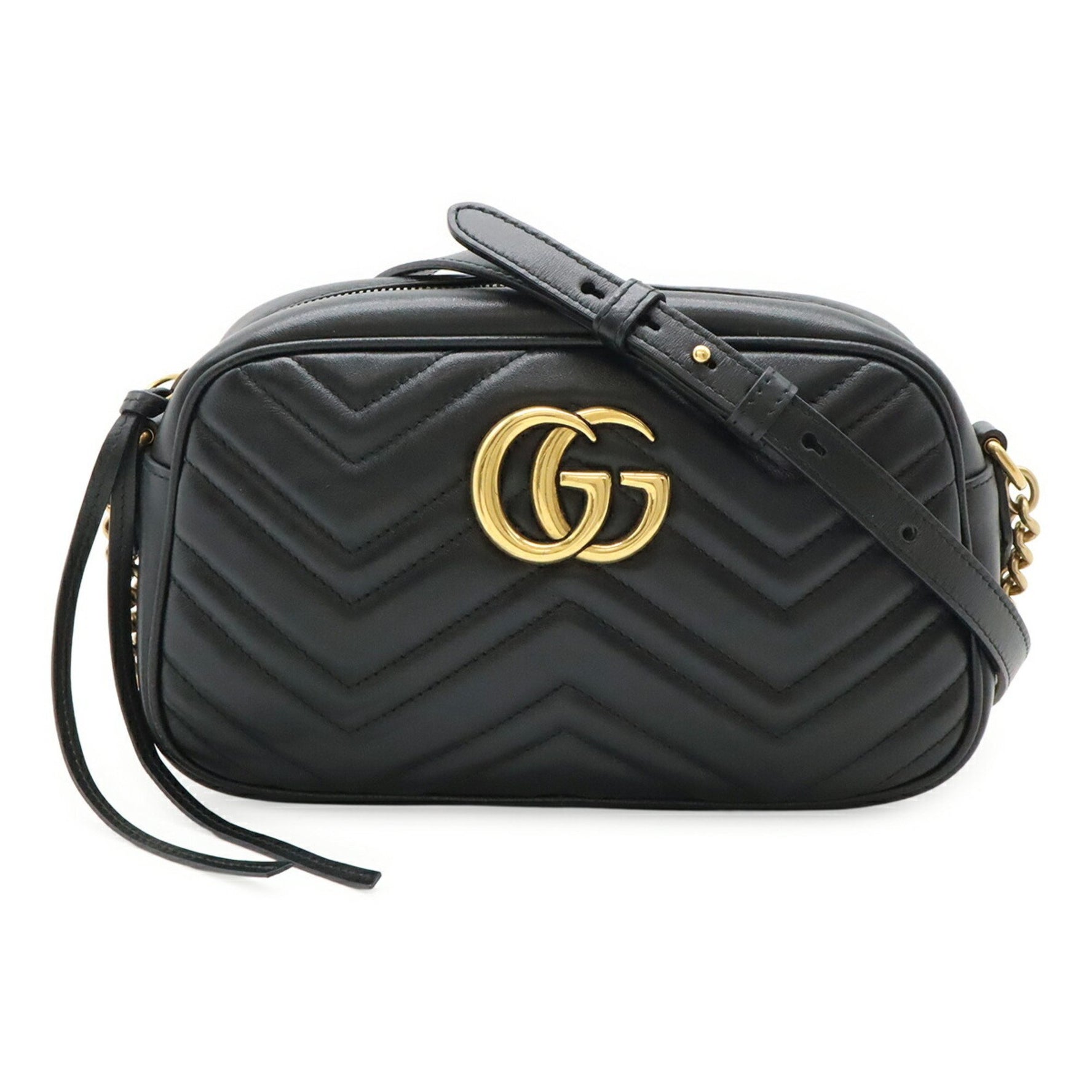GUCCI GG Marmont Shoulder Bag, Pochette, Chain Quilted Leather
