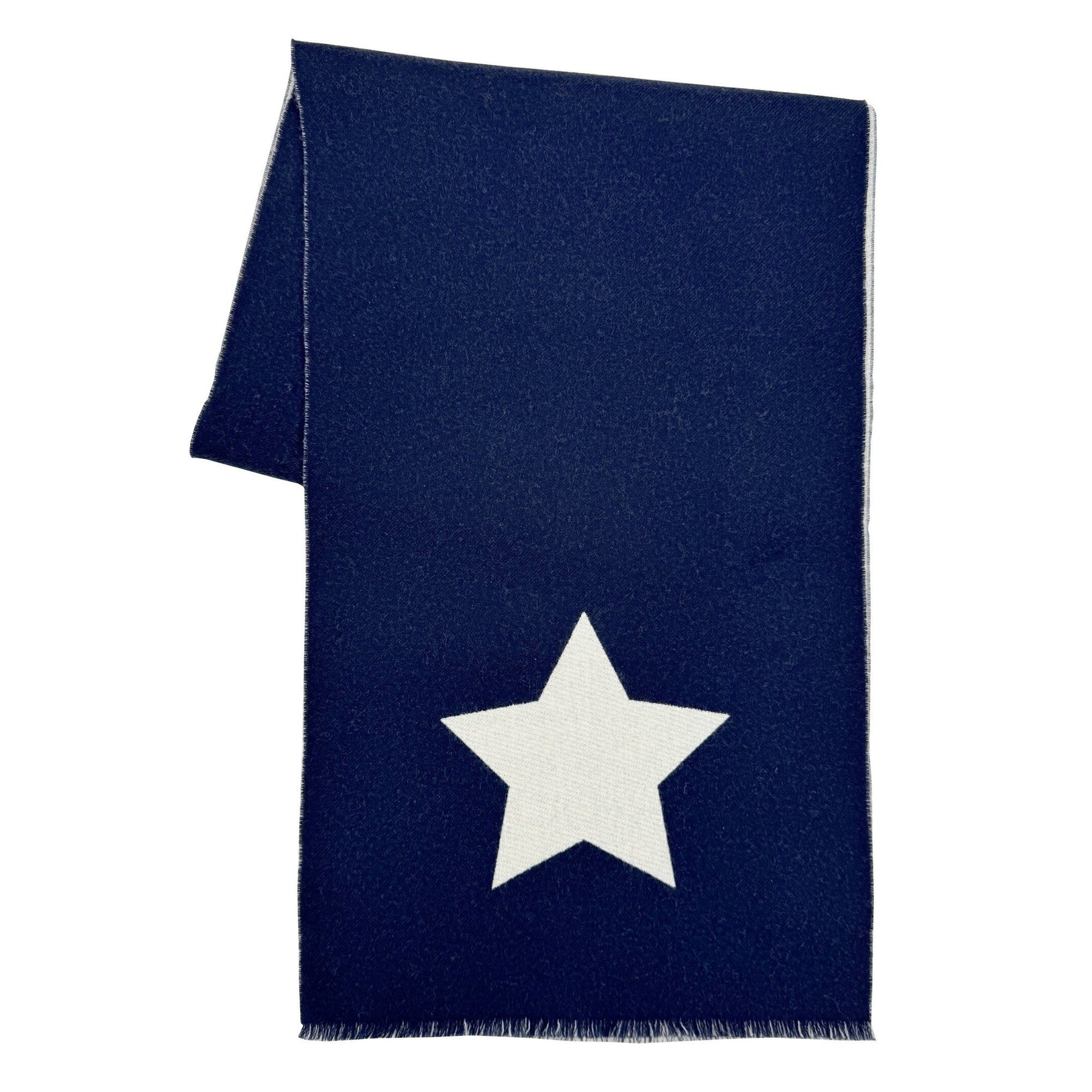 GUCCI Bee×Star scarf in navy and white women, wool.