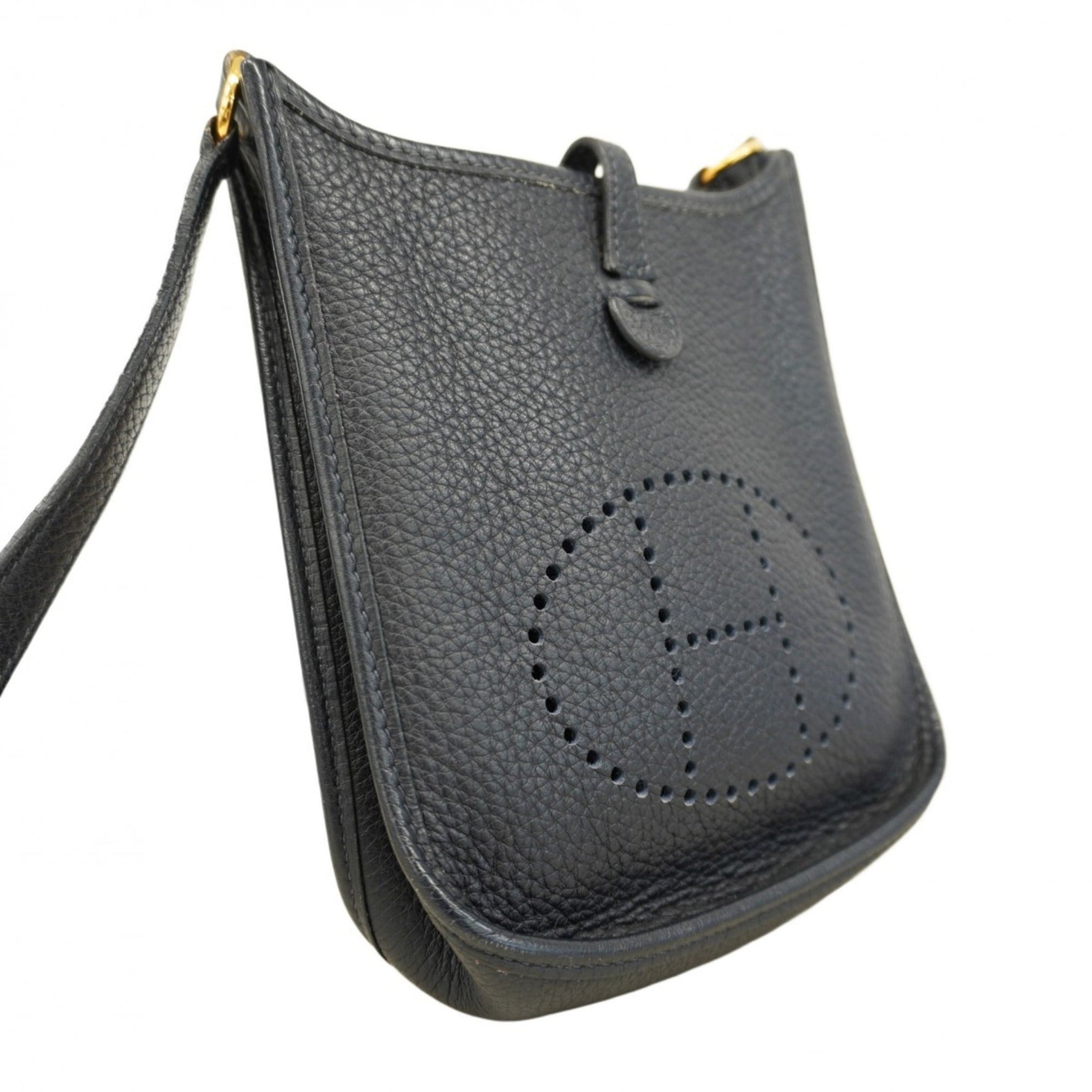 Hermes Hermès Evelyn TPM Shoulder Bag in Taurillon Clemence Blue Indigo with G Stamp