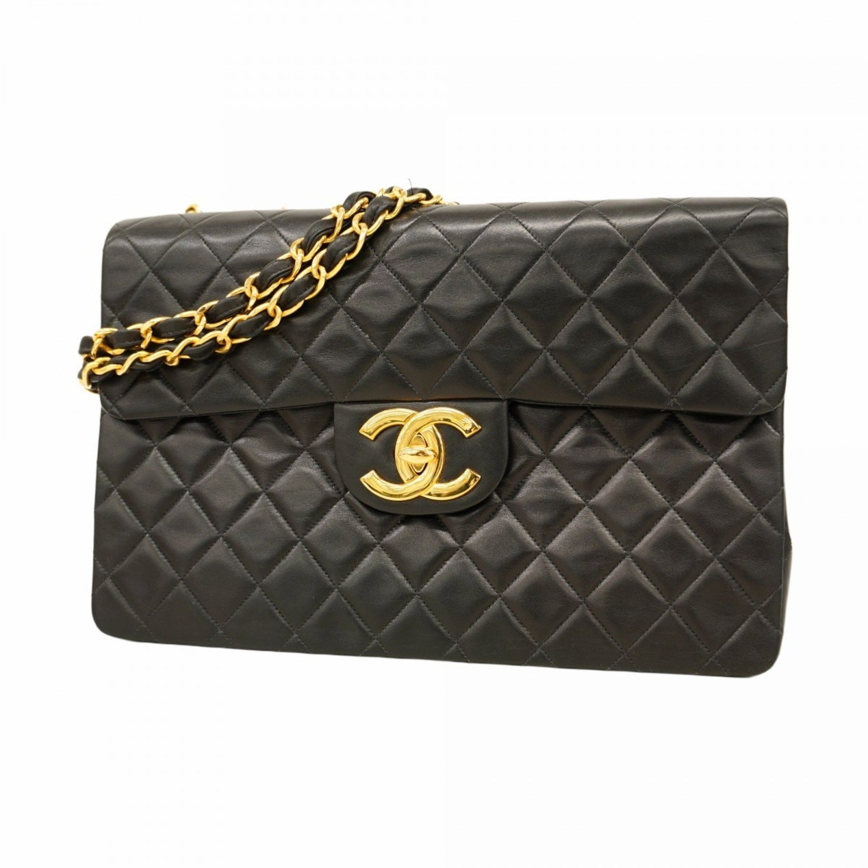 Chanel Shoulder Bag, Deka Matelasse, Double Chain, Lambskin